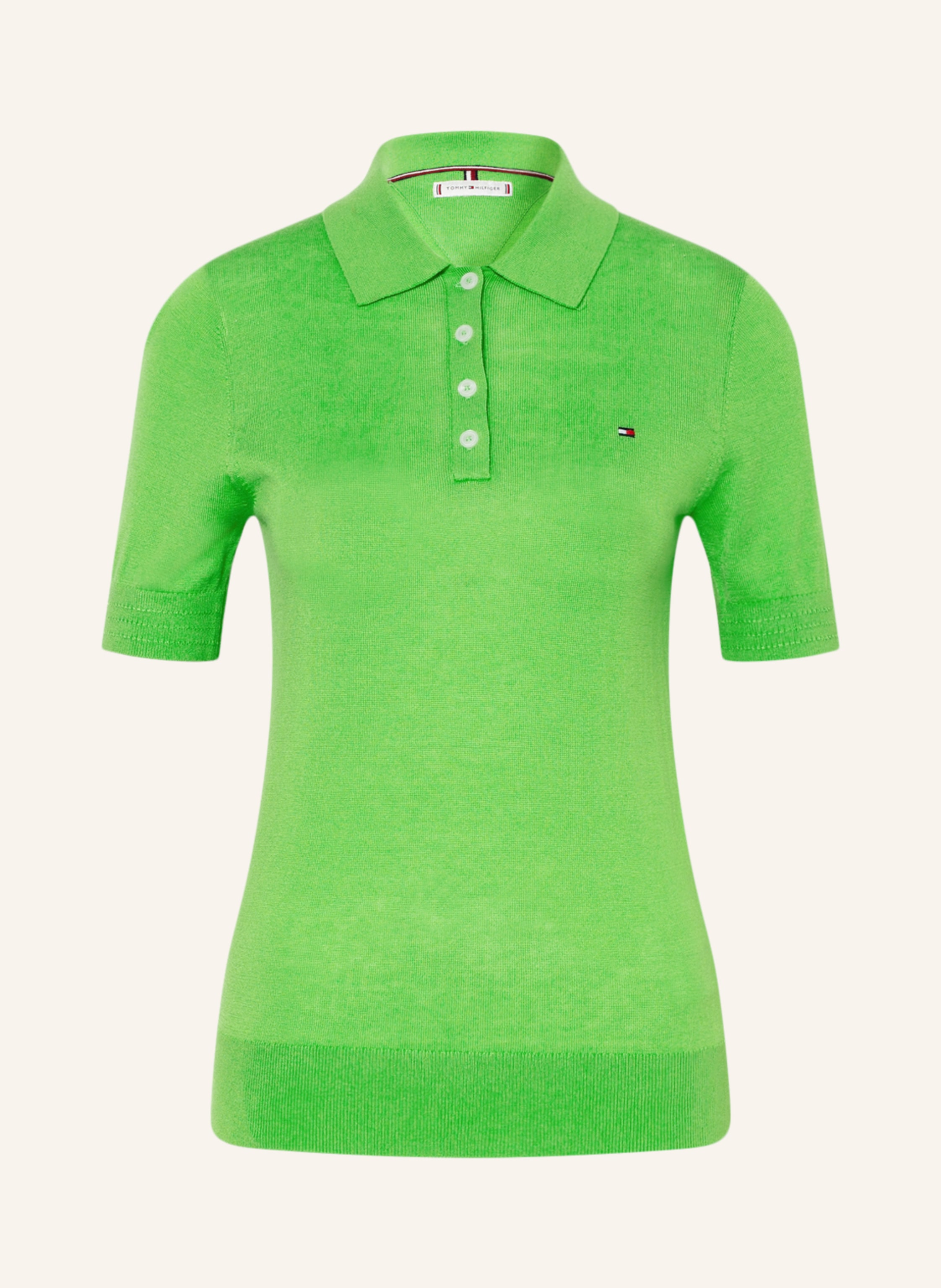 Knitted polo shirt in light green