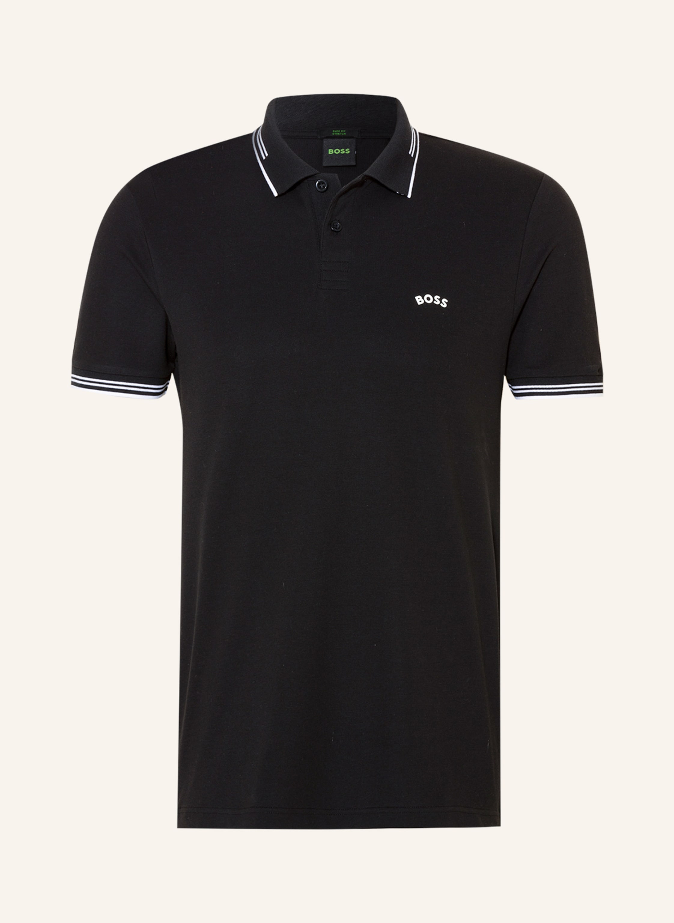 BOSS Pique polo shirt PAUL slim fit in black