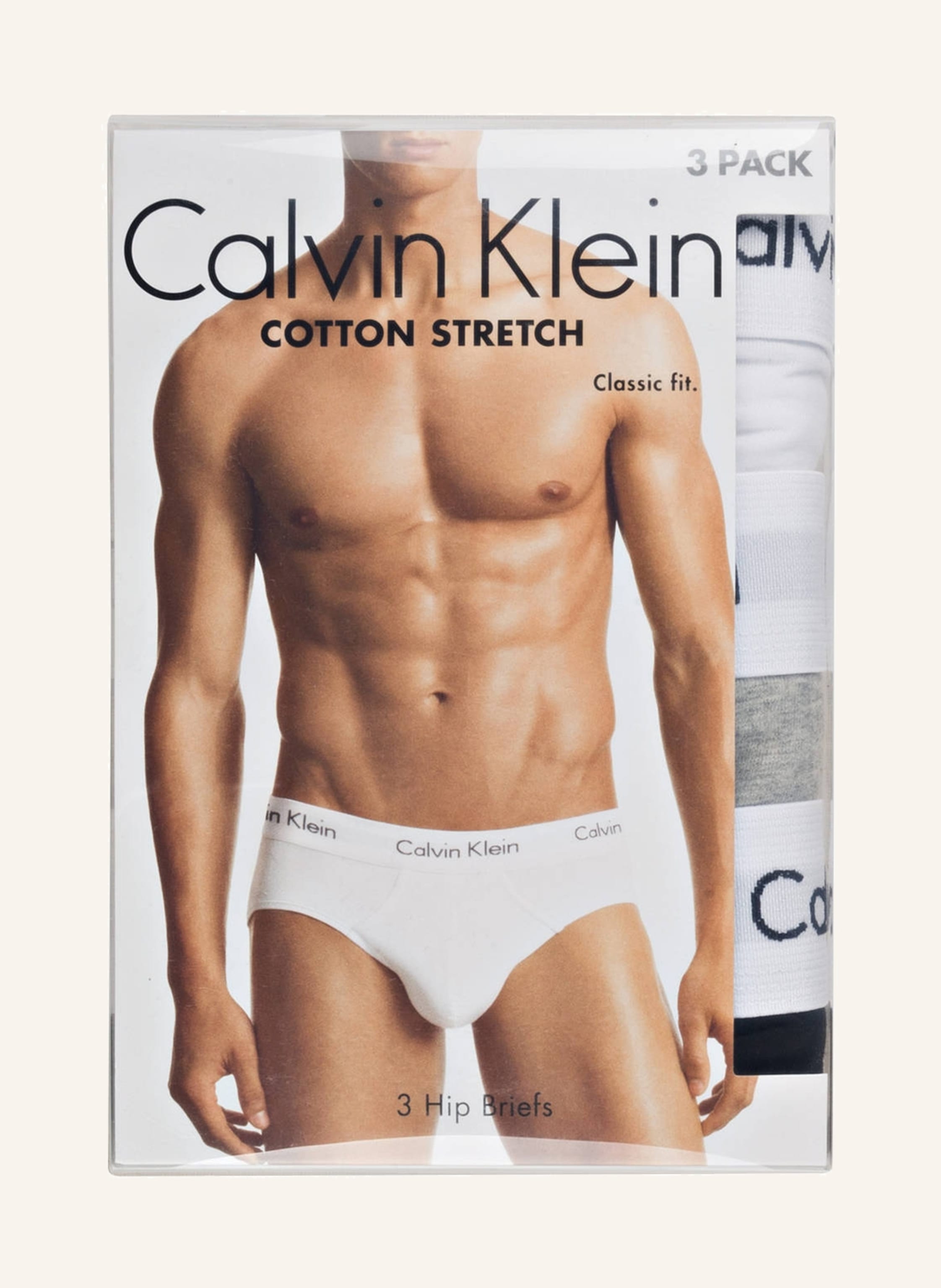 Calvin Klein 3er Pack Slips Cotton Stretch Schwarz 