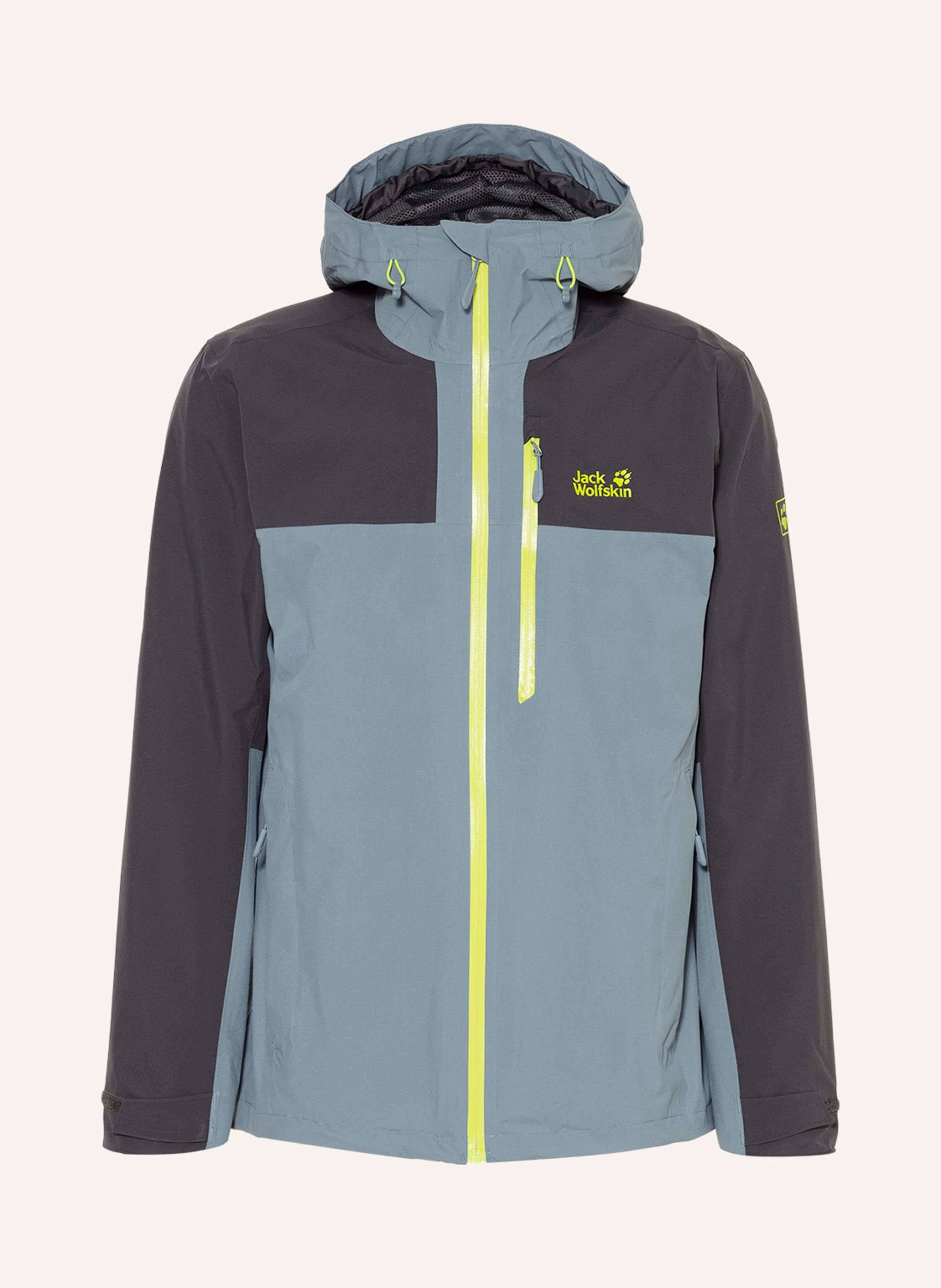Jack Wolfskin Outdoor jacket GO HIKE in dark gray/ blue/ neon green | Breuninger