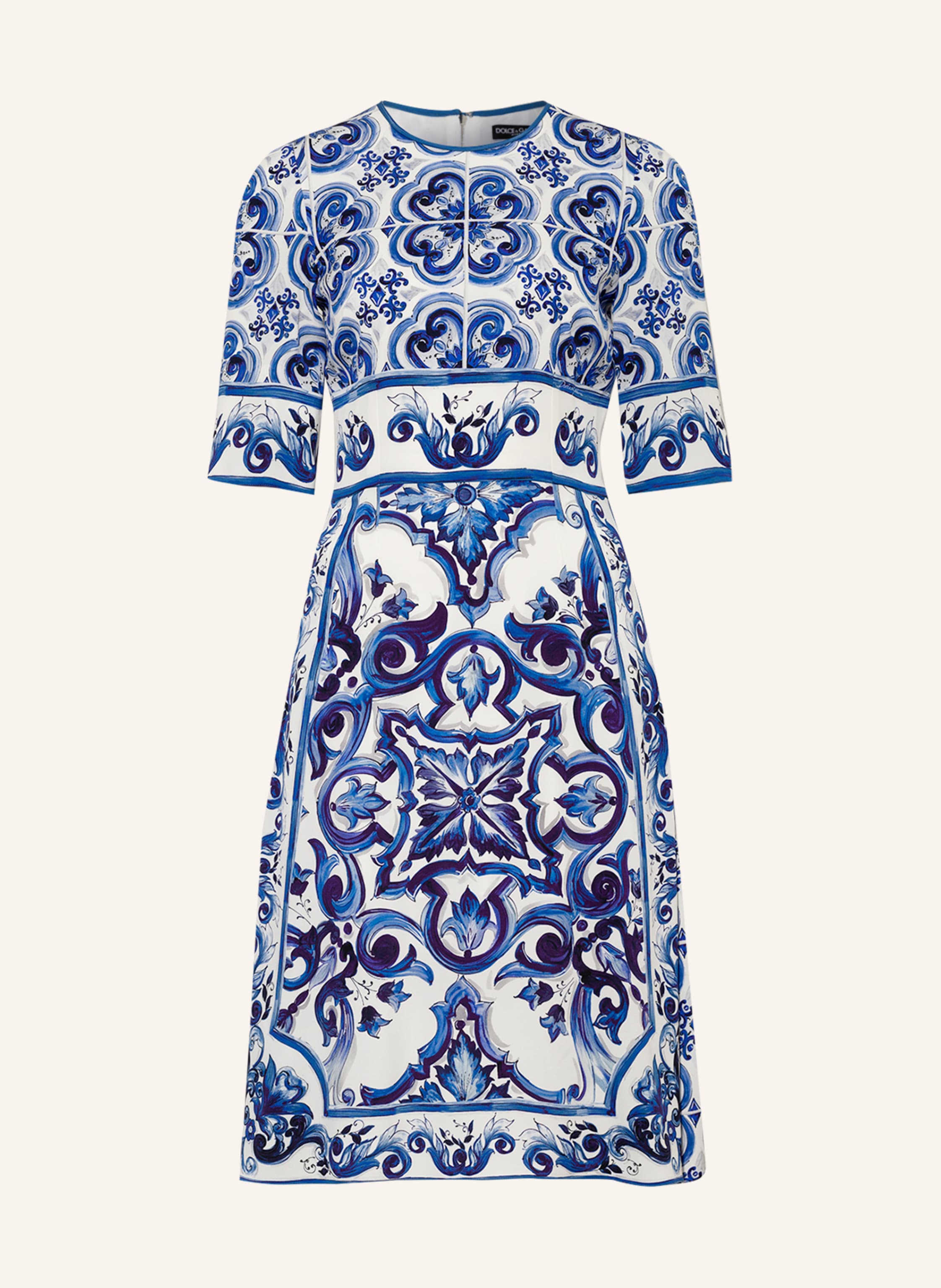 DOLCE & GABBANA Silk dress in white/ blue | Breuninger