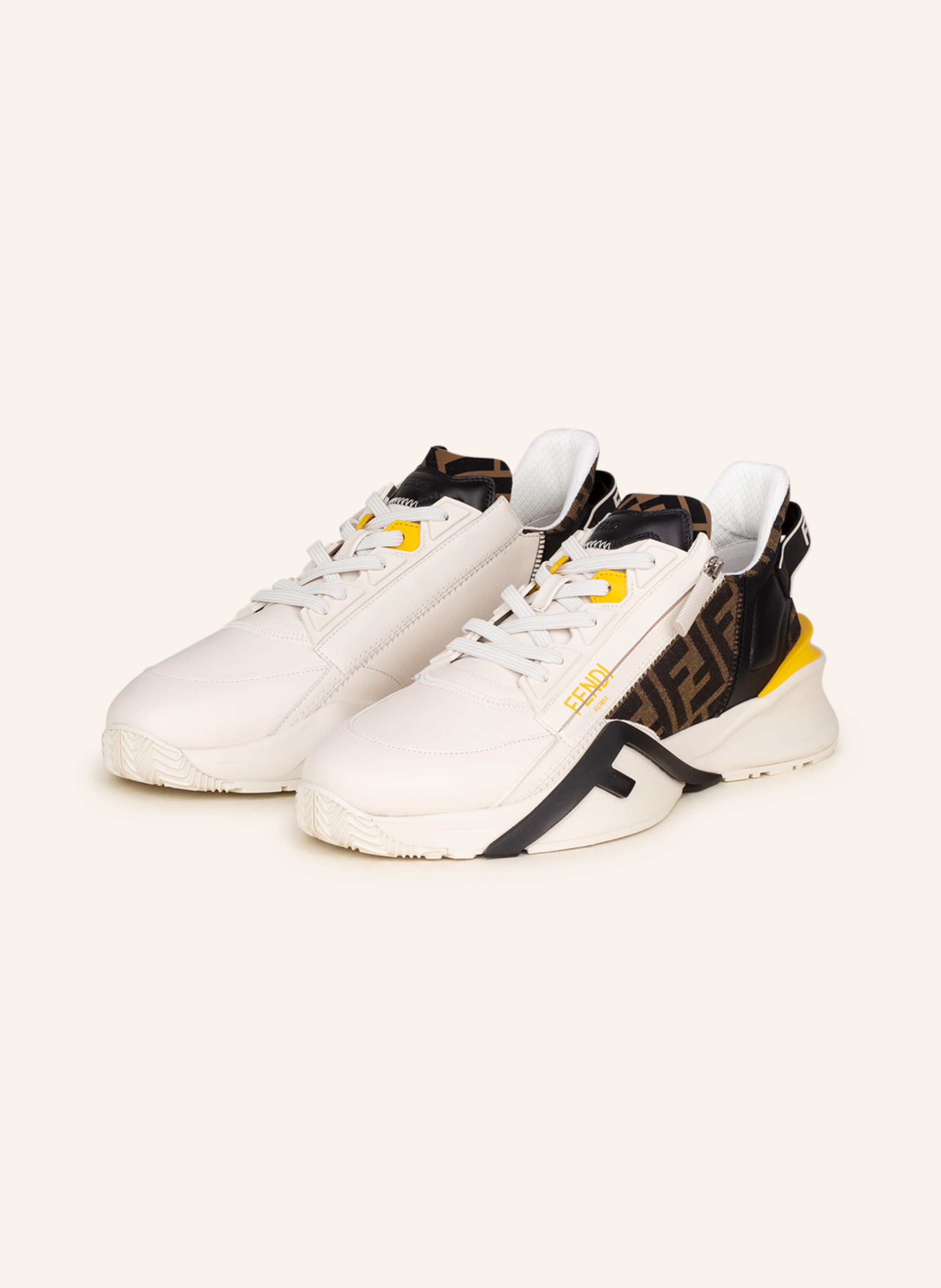 FENDI Slip on sneakers FLOW in cream black dark yellow