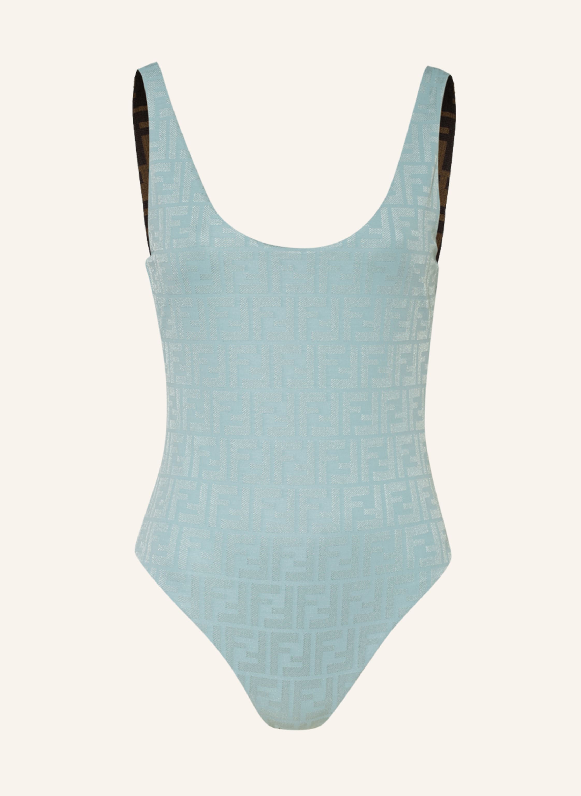 FENDI Reversible swimsuit in light blue/ khaki/ black | Breuninger