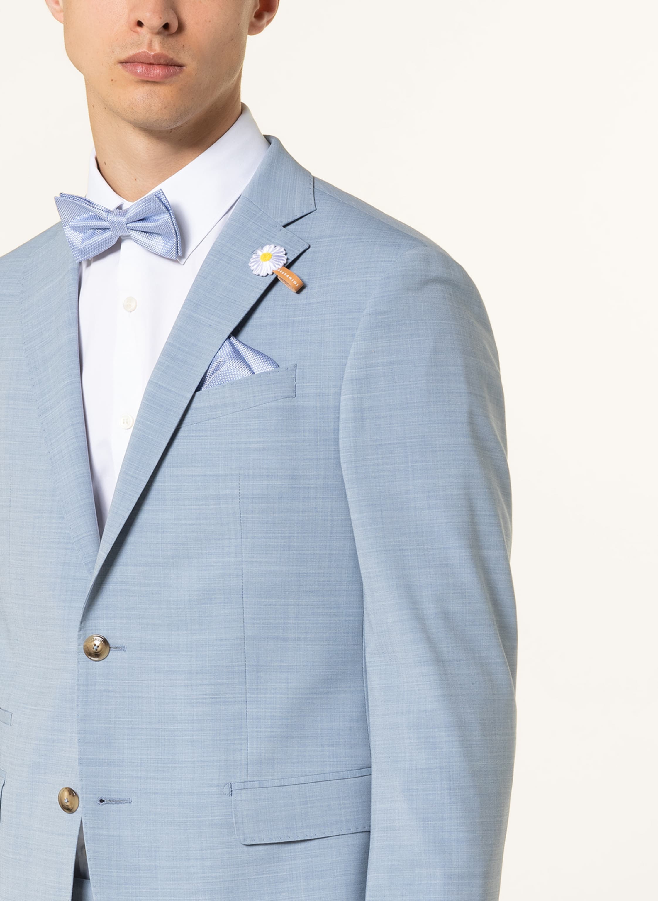 Thumbnail - Prince Bowtie Set: Fliege Und Einstecktuch blau