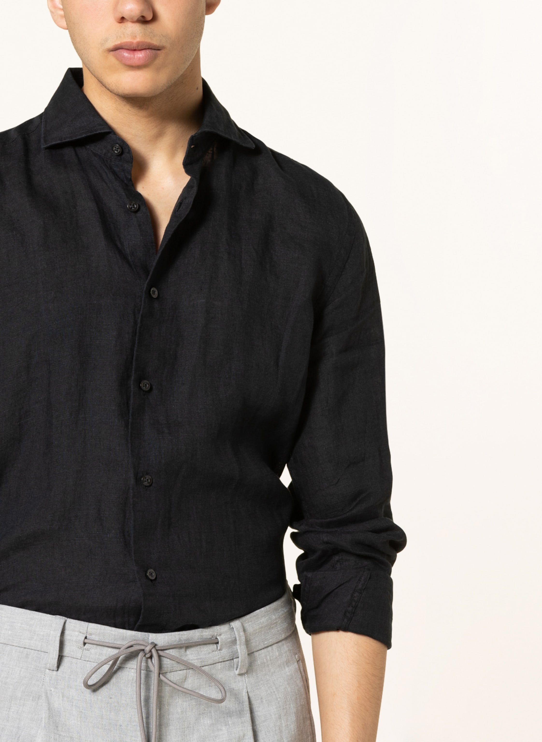 Thumbnail - Reiss Leinenhemd Ruban Regular Fit schwarz