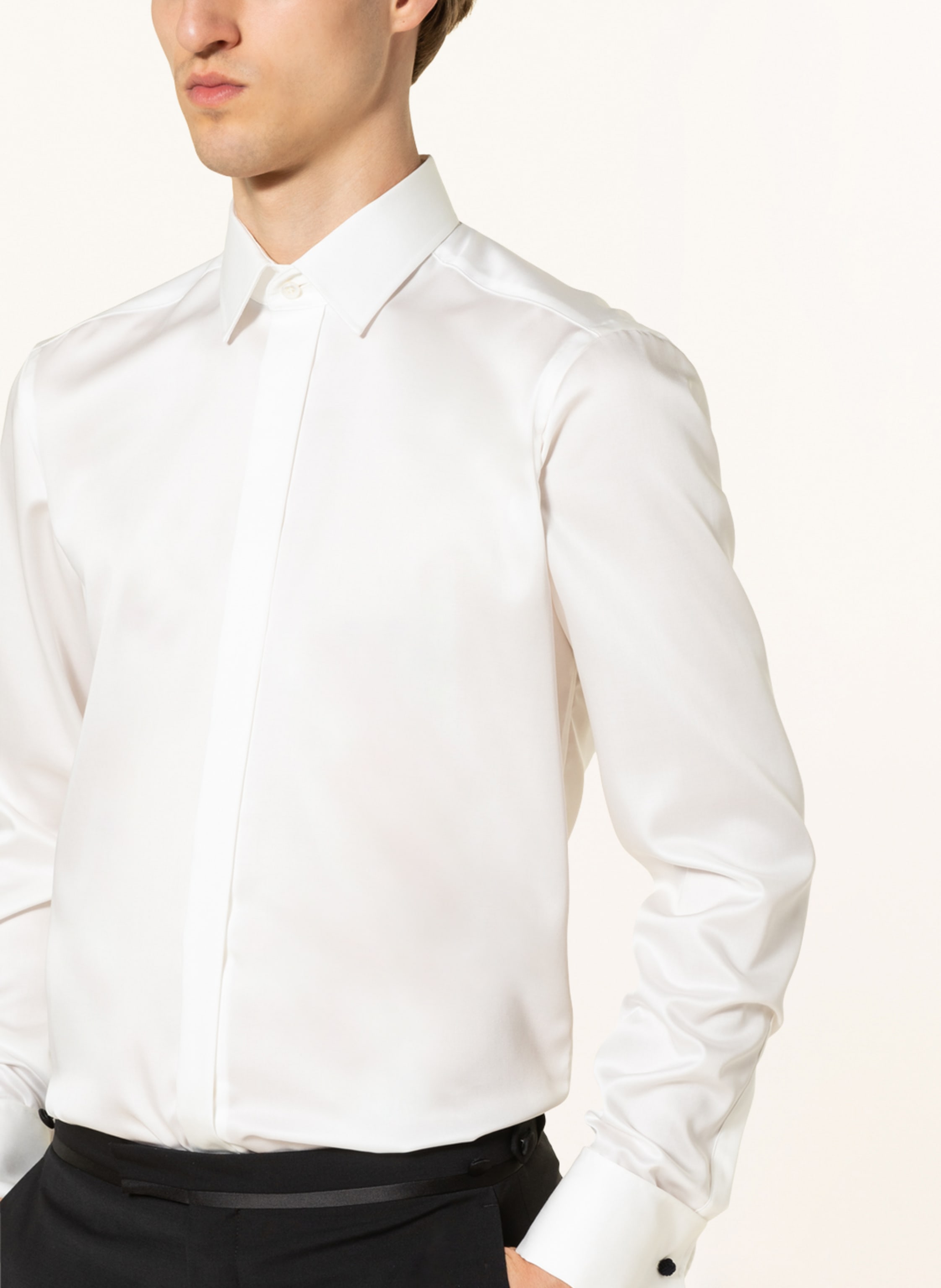 Thumbnail - Olymp Signature Smoking-Hemd Tailored Fit Mit Umschlagmanschette weiss