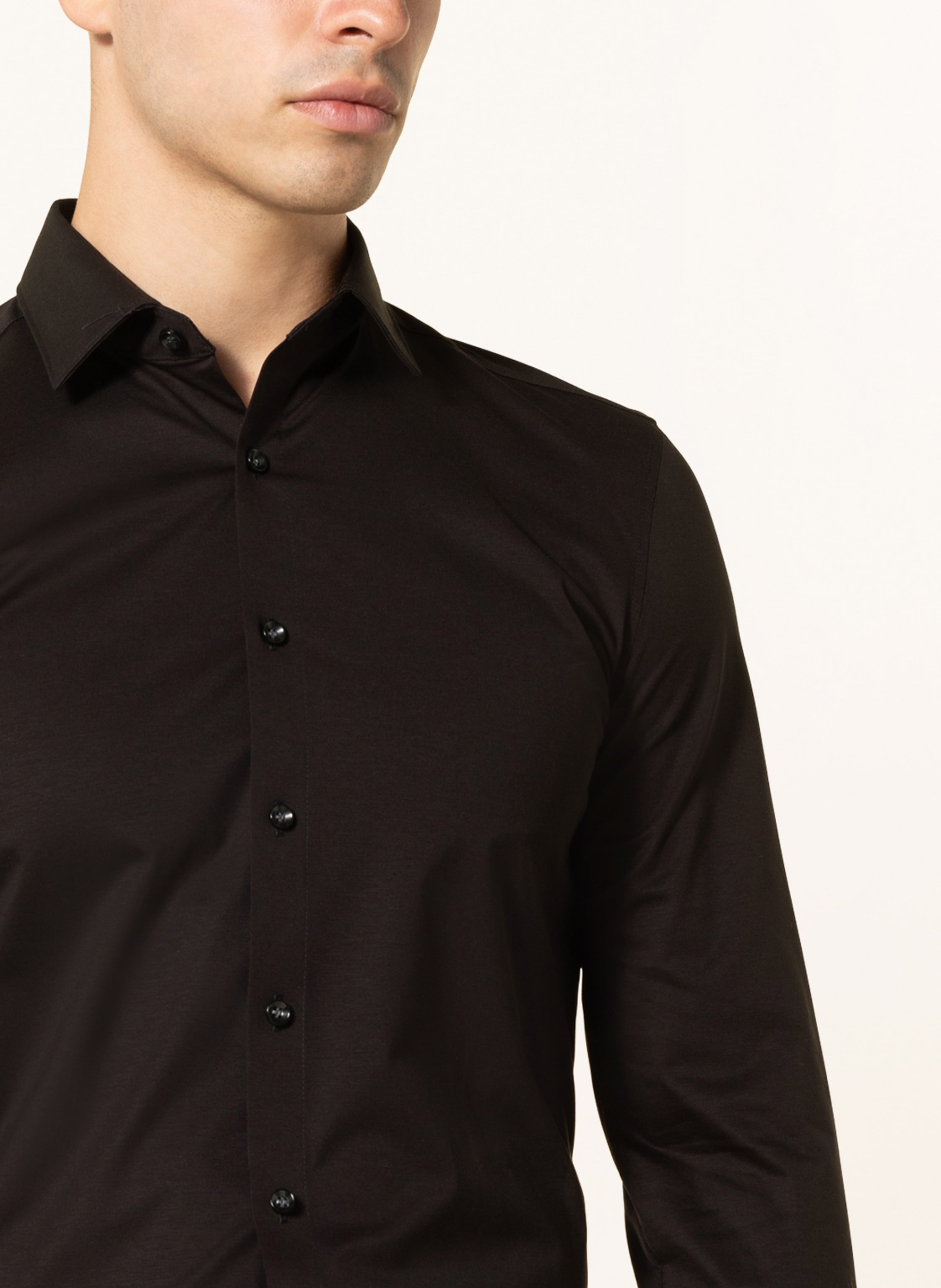 Thumbnail - Olymp Jerseyhemd No. Six 24/Seven Super Slim schwarz