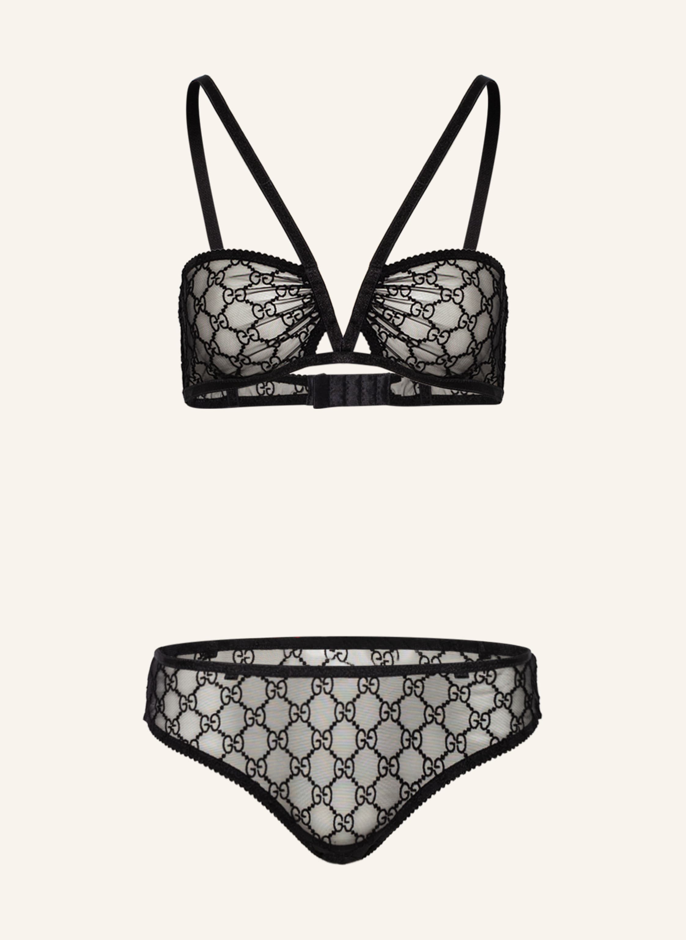 GUCCI Set: Bandeau bra and briefs with gift box in black