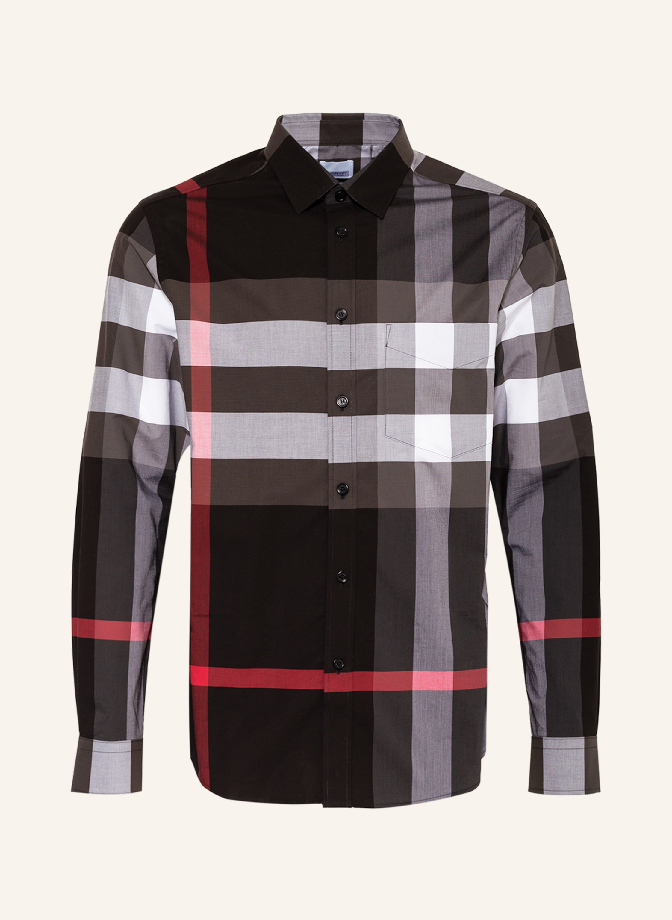 BURBERRY Shirt SOMERTON regular fit in dark gray/ white/ pink | Breuninger