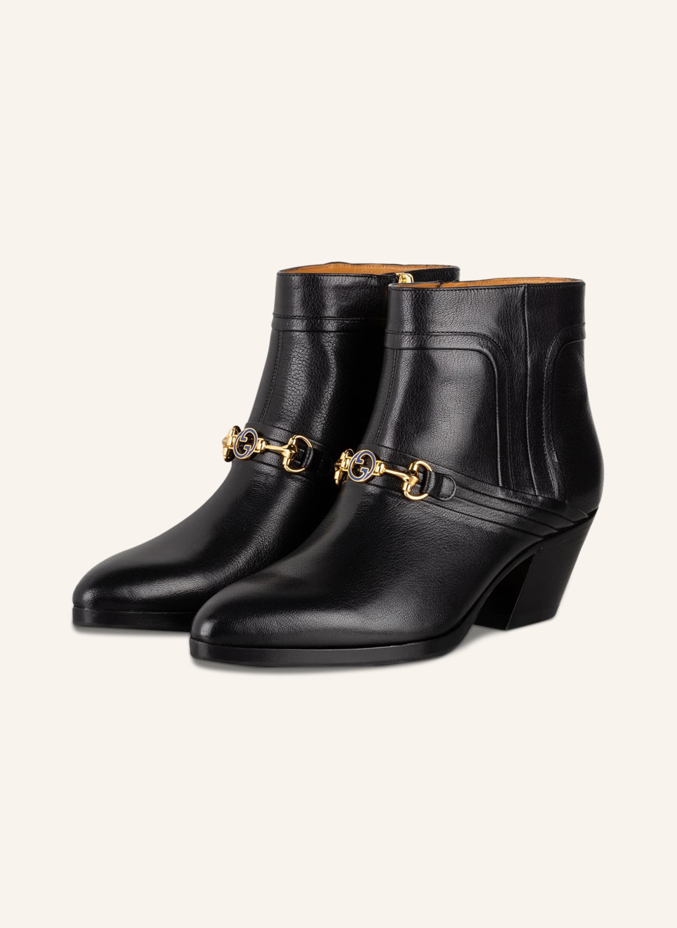 Gucci stiefelette aus leder mit gurt Clearance