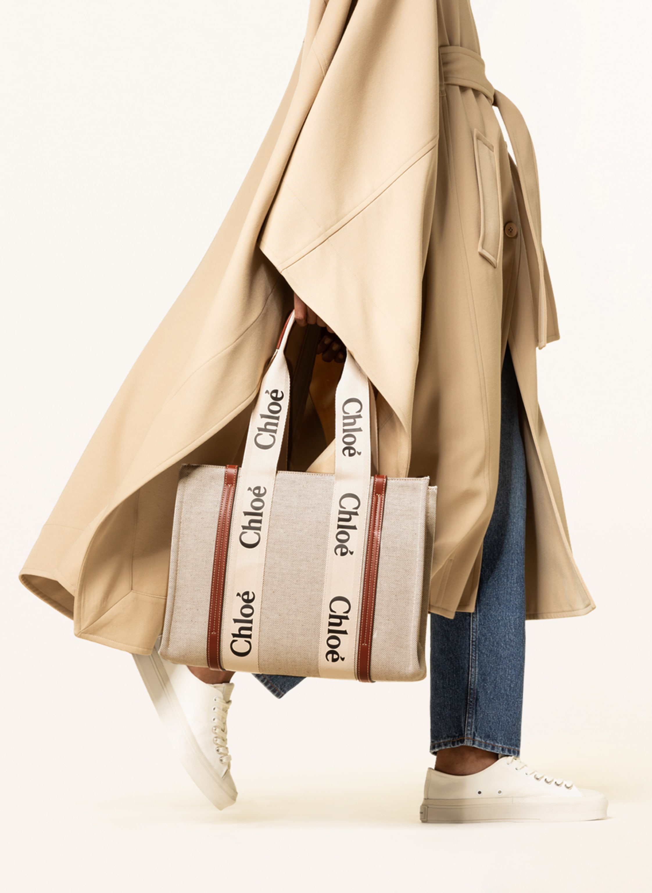 Thumbnail - Chloé Shopper Woody Medium weiss