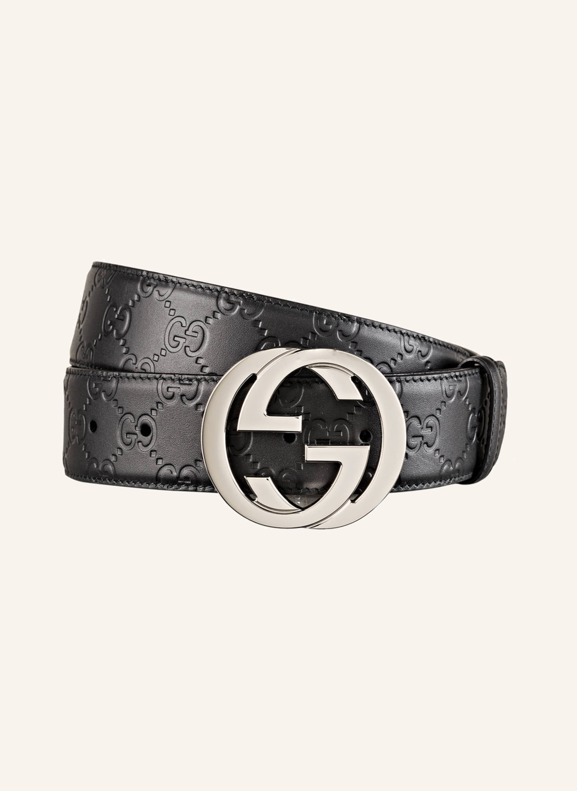 GUCCI Leather belt SIGNATURE in black | Breuninger