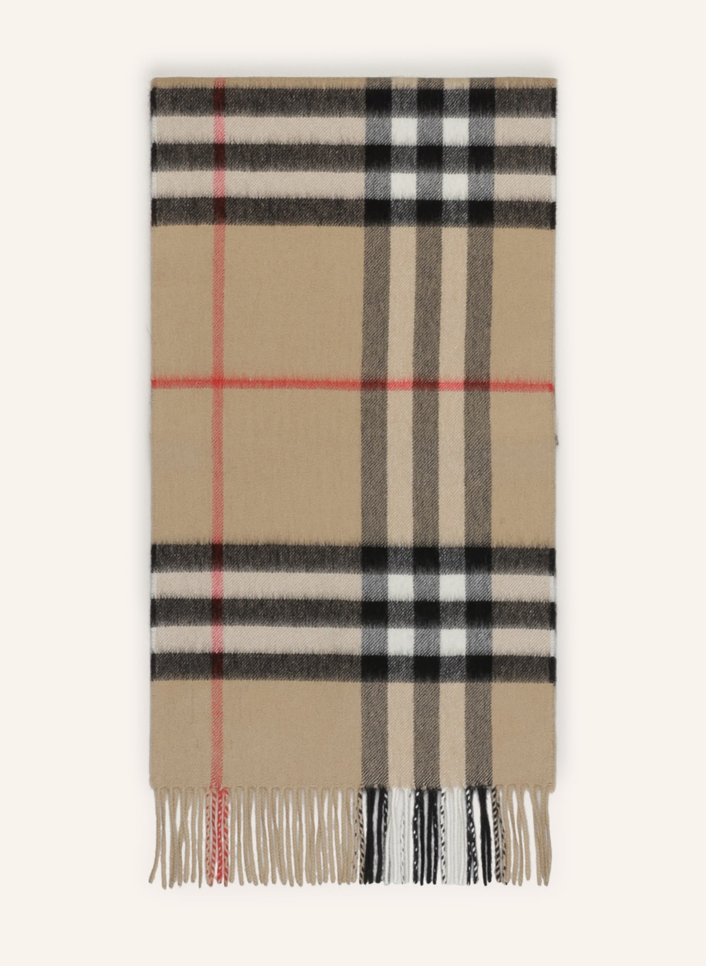 BURBERRY Cashmere scarf GIANT in camel/ black/ red | Breuninger