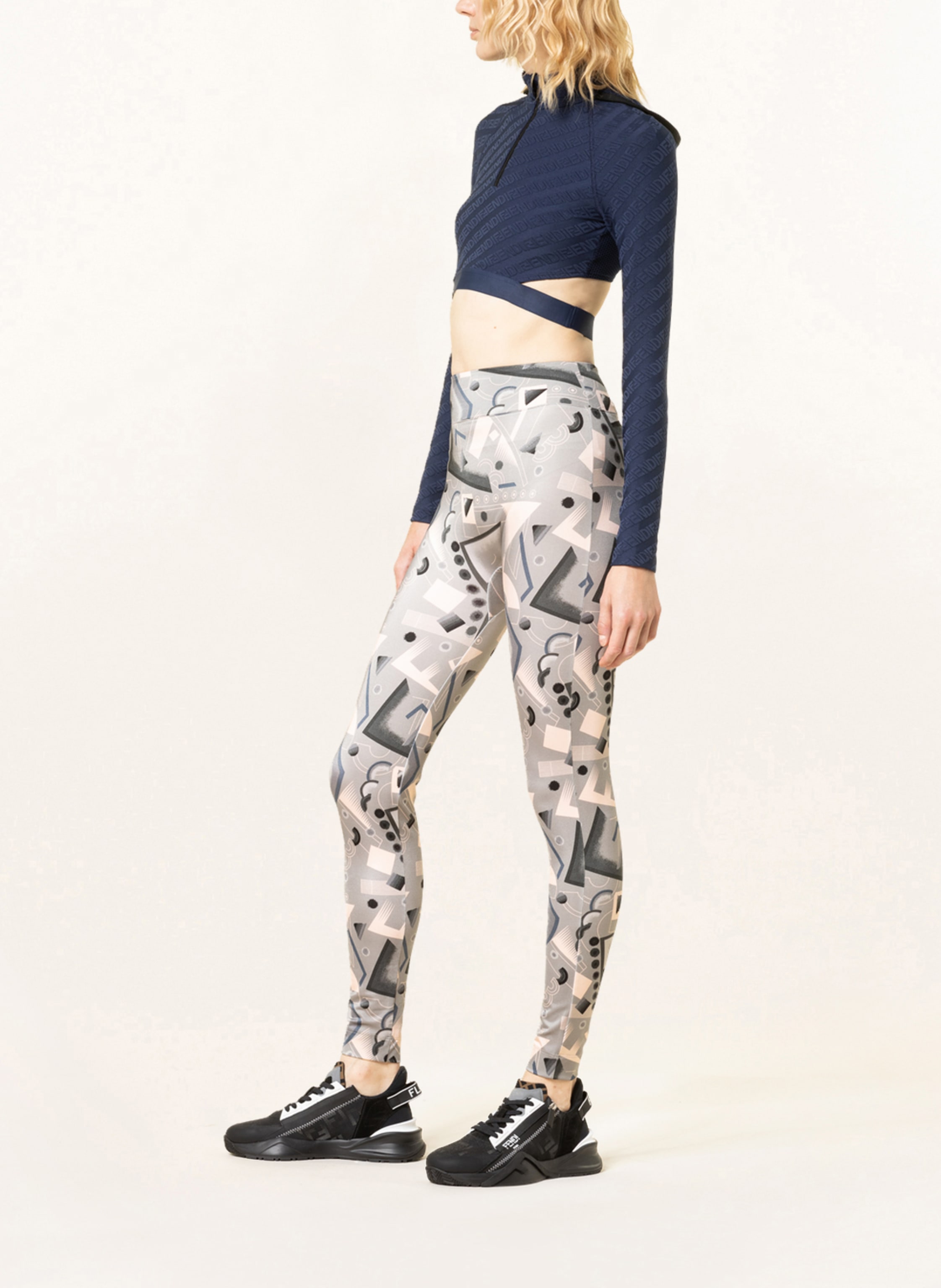 Thumbnail - Fendi Cropped-Longsleeve Fendirama Mit Cut-Outs blau