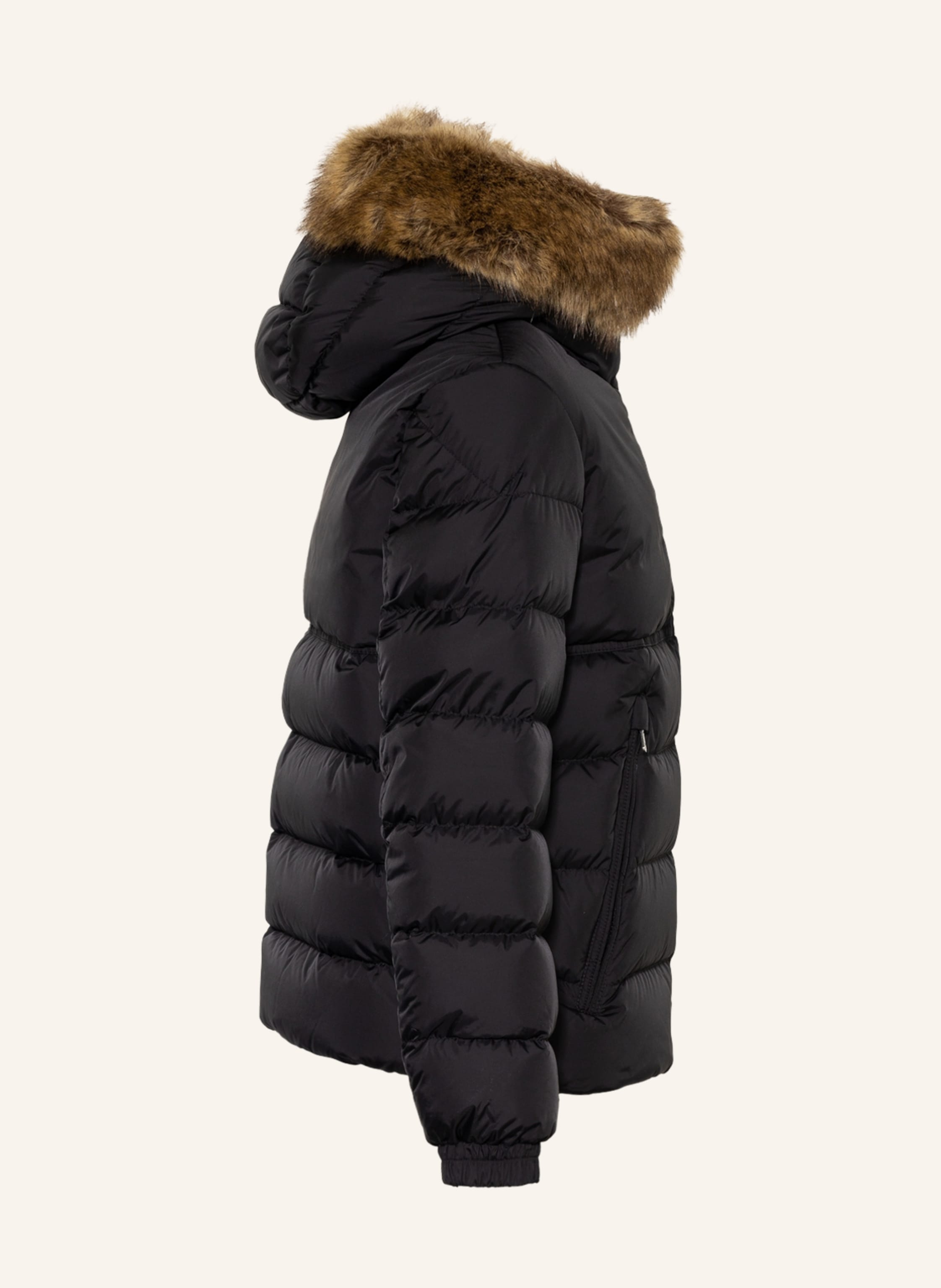 Thumbnail - Moncler Enfant Daunenjacke New Byronf Mit Abnehmbarem Kunstpelz schwarz