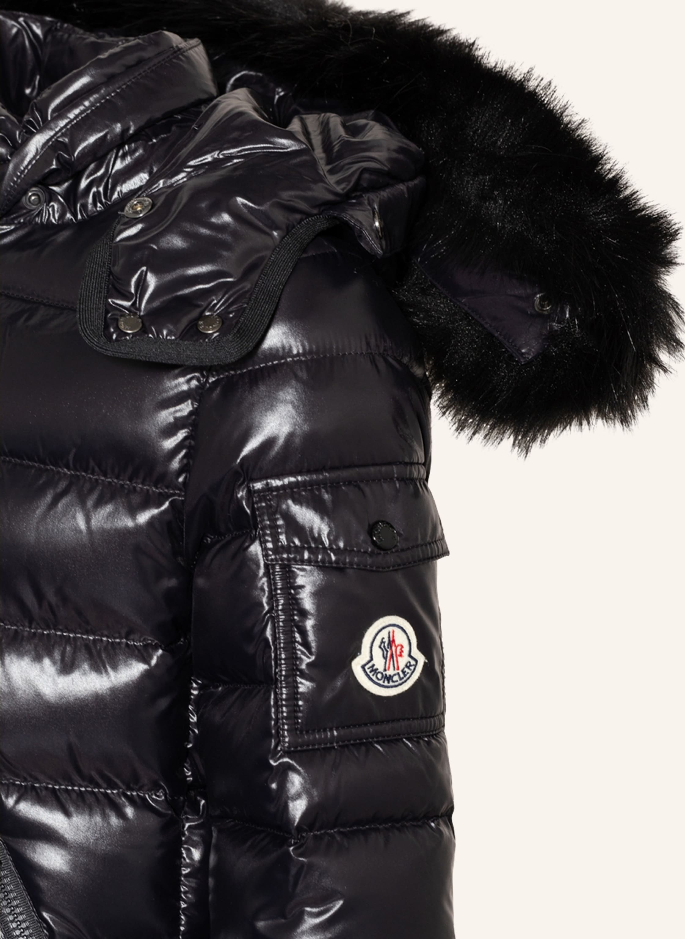 Thumbnail - Moncler Enfant Daunenjacke Badyf Mit Abnehmbarem Kunstfell schwarz