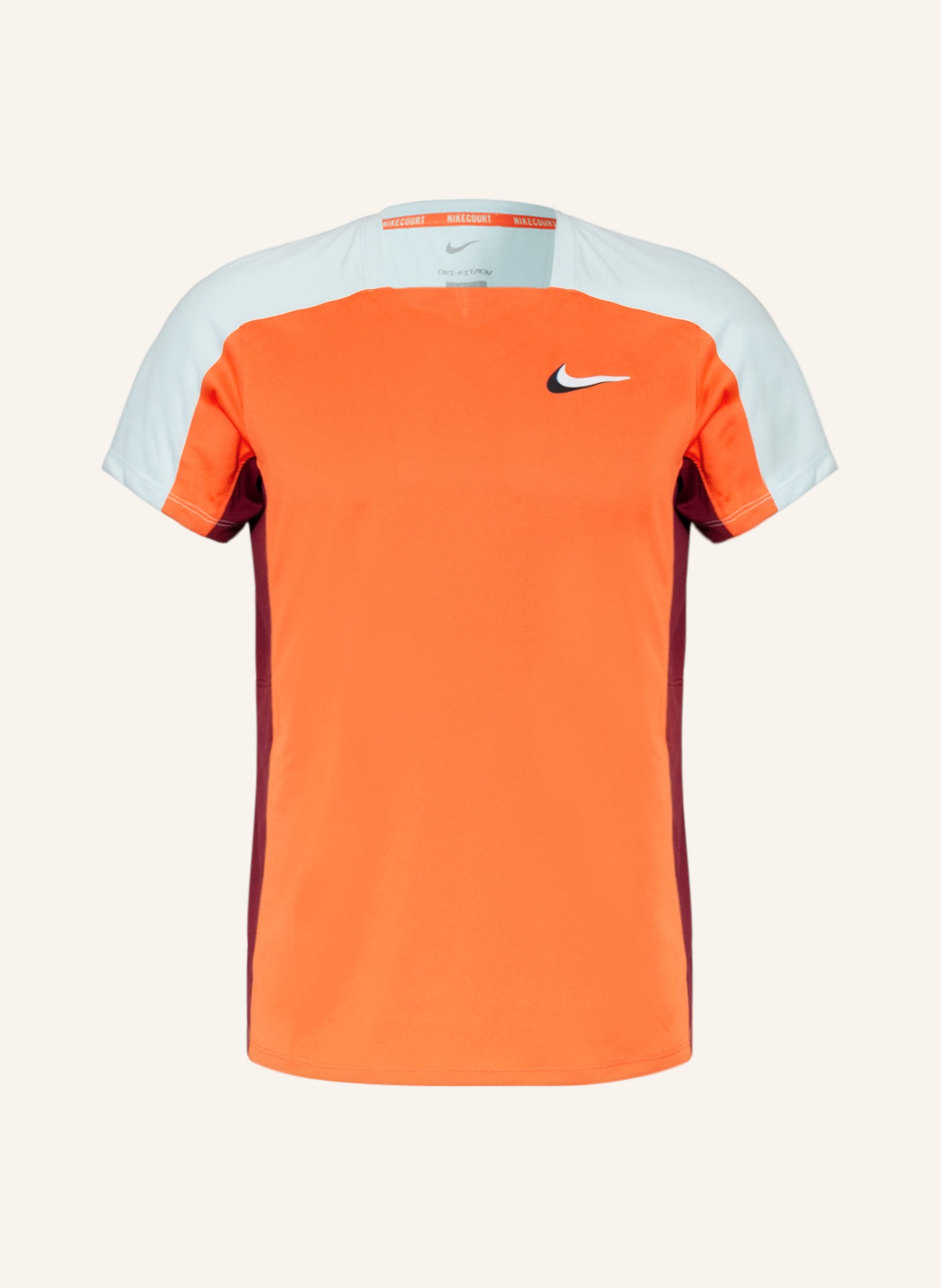twintig boete keten Nike T-shirt COURT DRI-FIT ADV SLAM with mesh in orange/ light blue/ dark  red