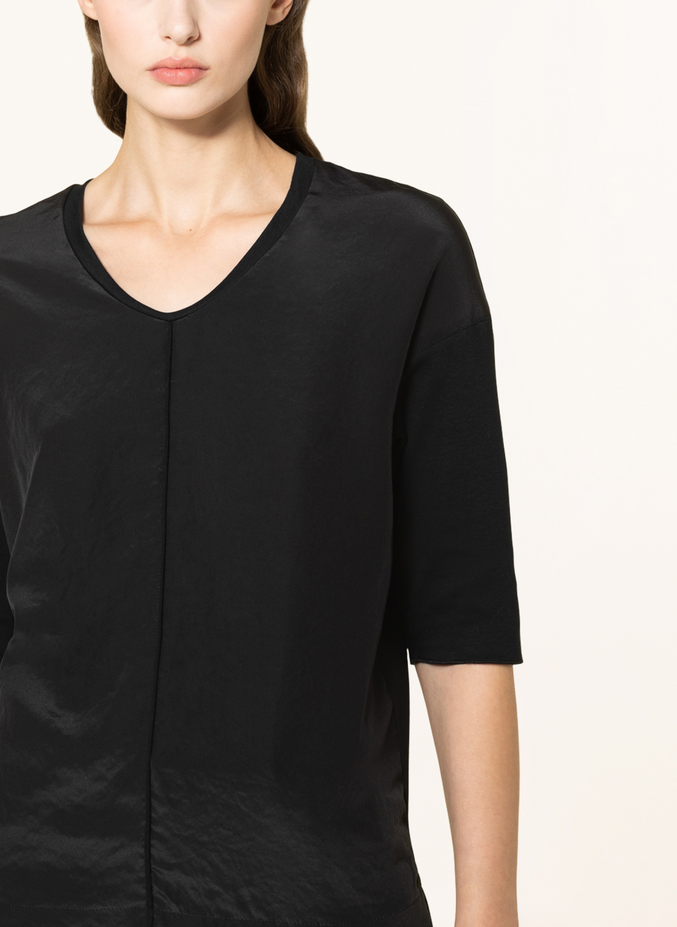 Thumbnail - Marc Cain Blusenshirt Mit 3/4-Arm Im Materialmix schwarz