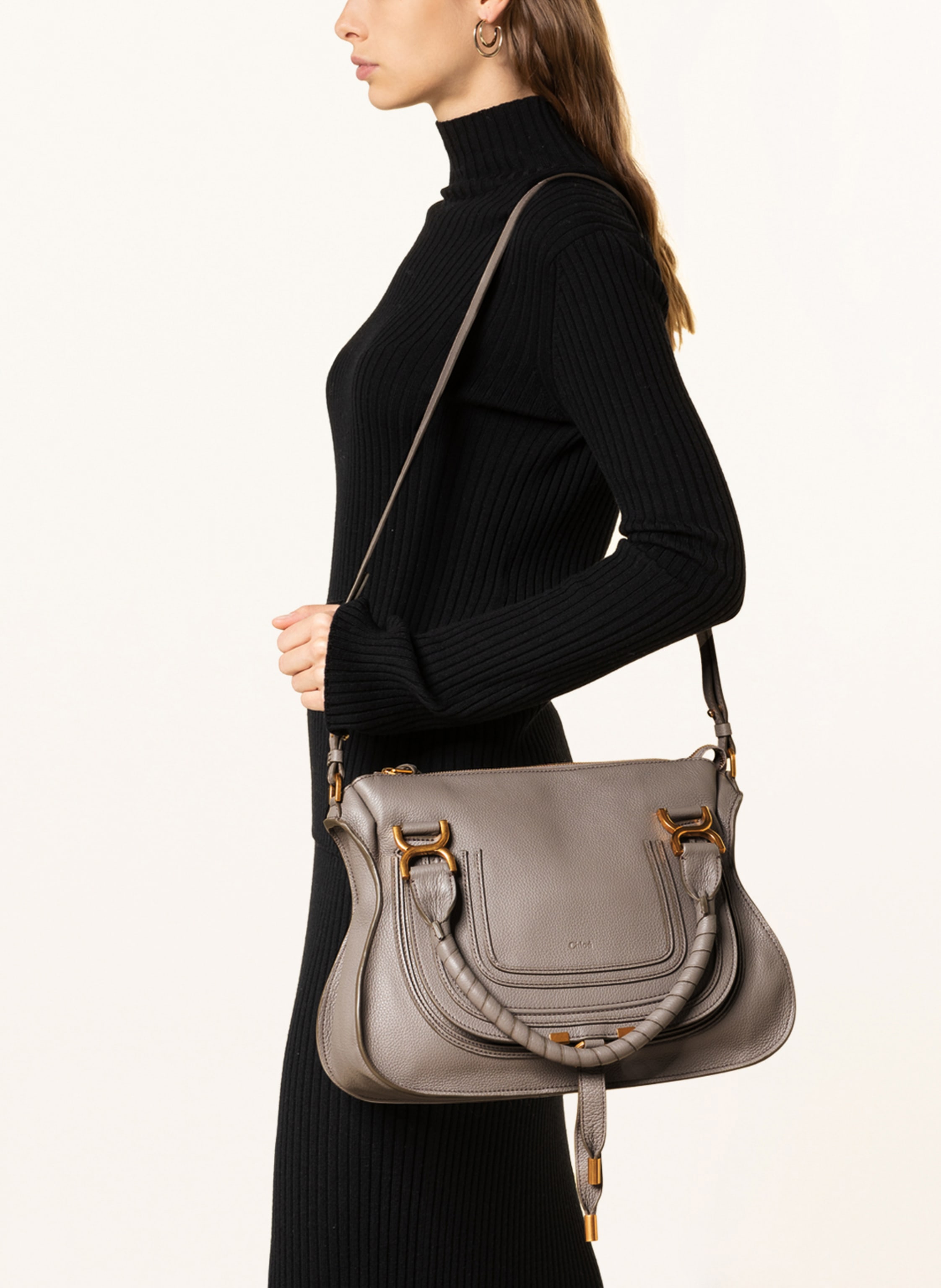 Thumbnail - Chloé Handtasche Marcie Medium grau