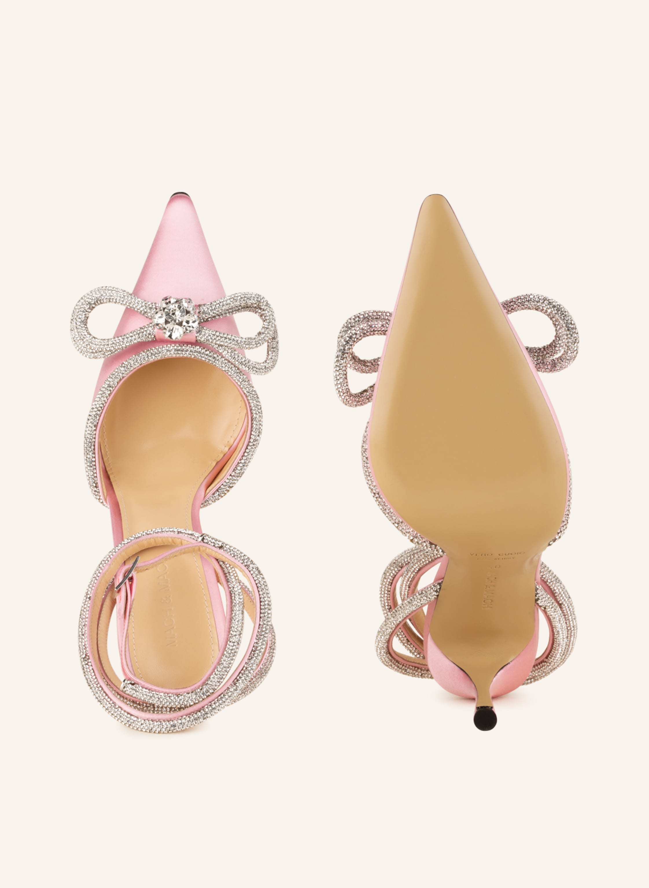 Thumbnail - Mach & Mach Sandaletten Double Bow Mit Schmucksteinen pink