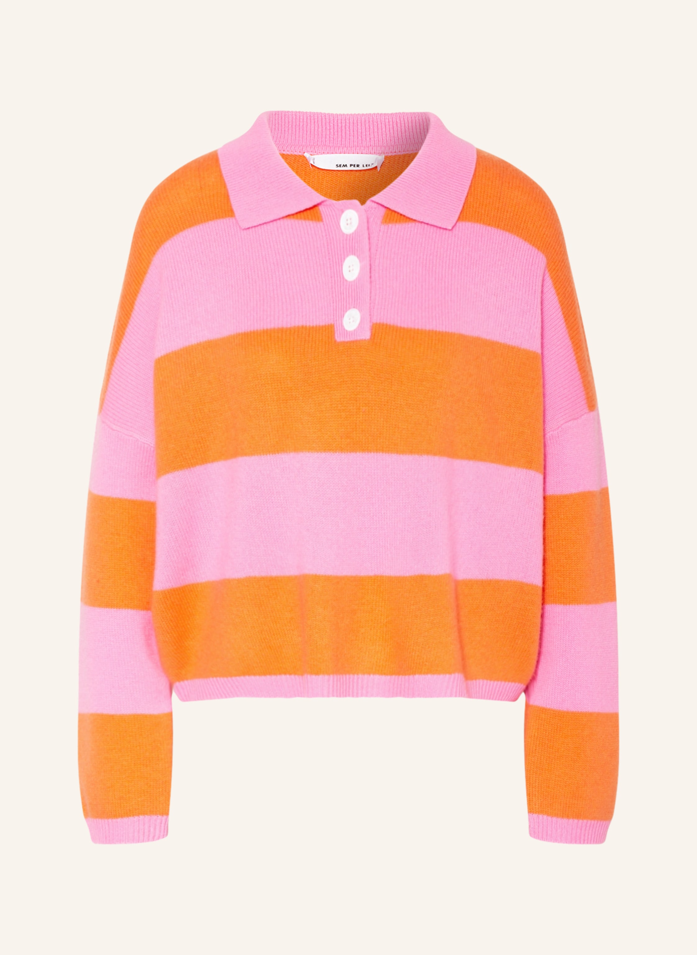 SEM PER rosa mit in LEI Cashmere orange/ Strick-Poloshirt