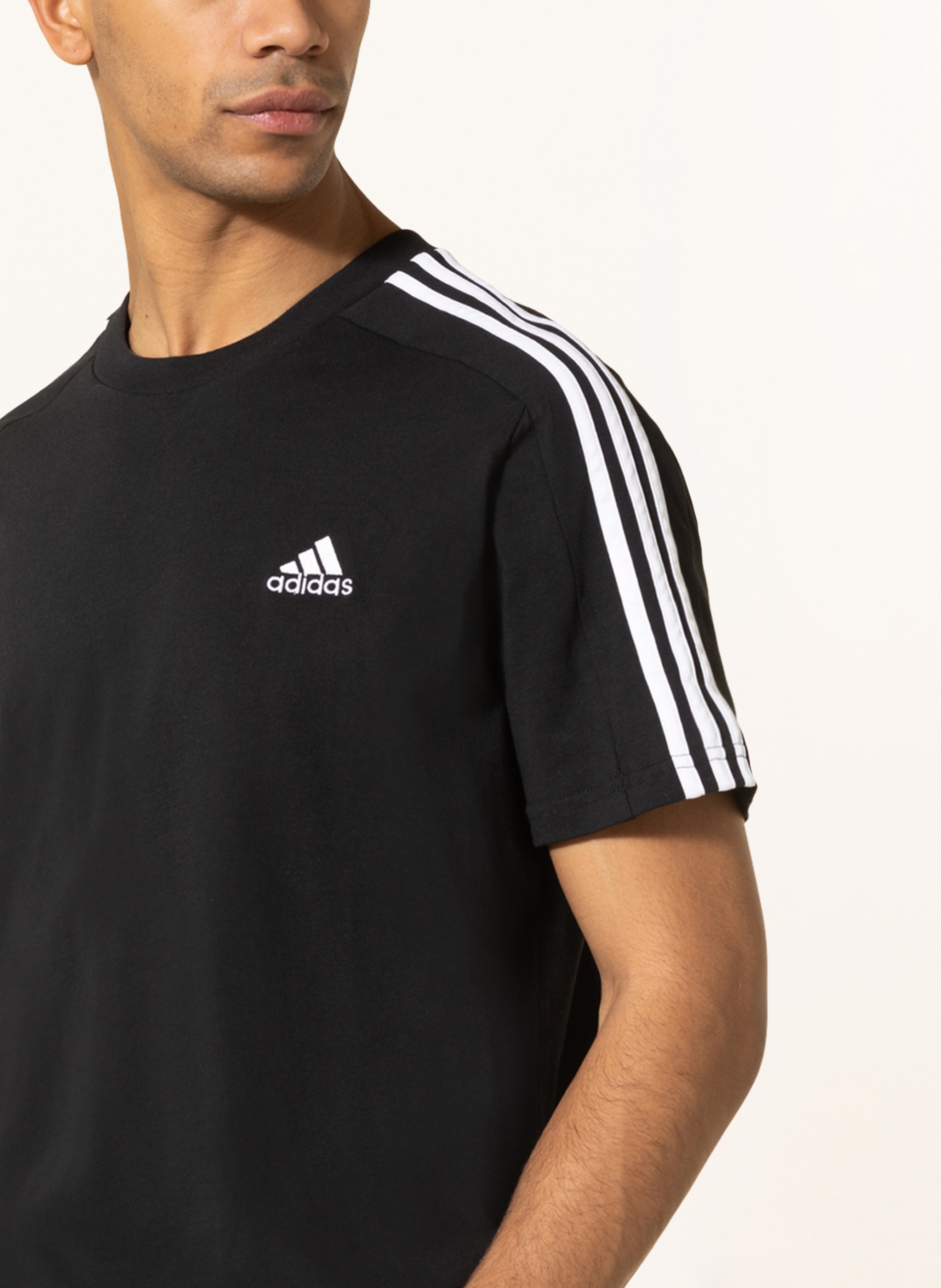 Thumbnail - Adidas T-Shirt Essentials Single Jersey 3-Stripes schwarz
