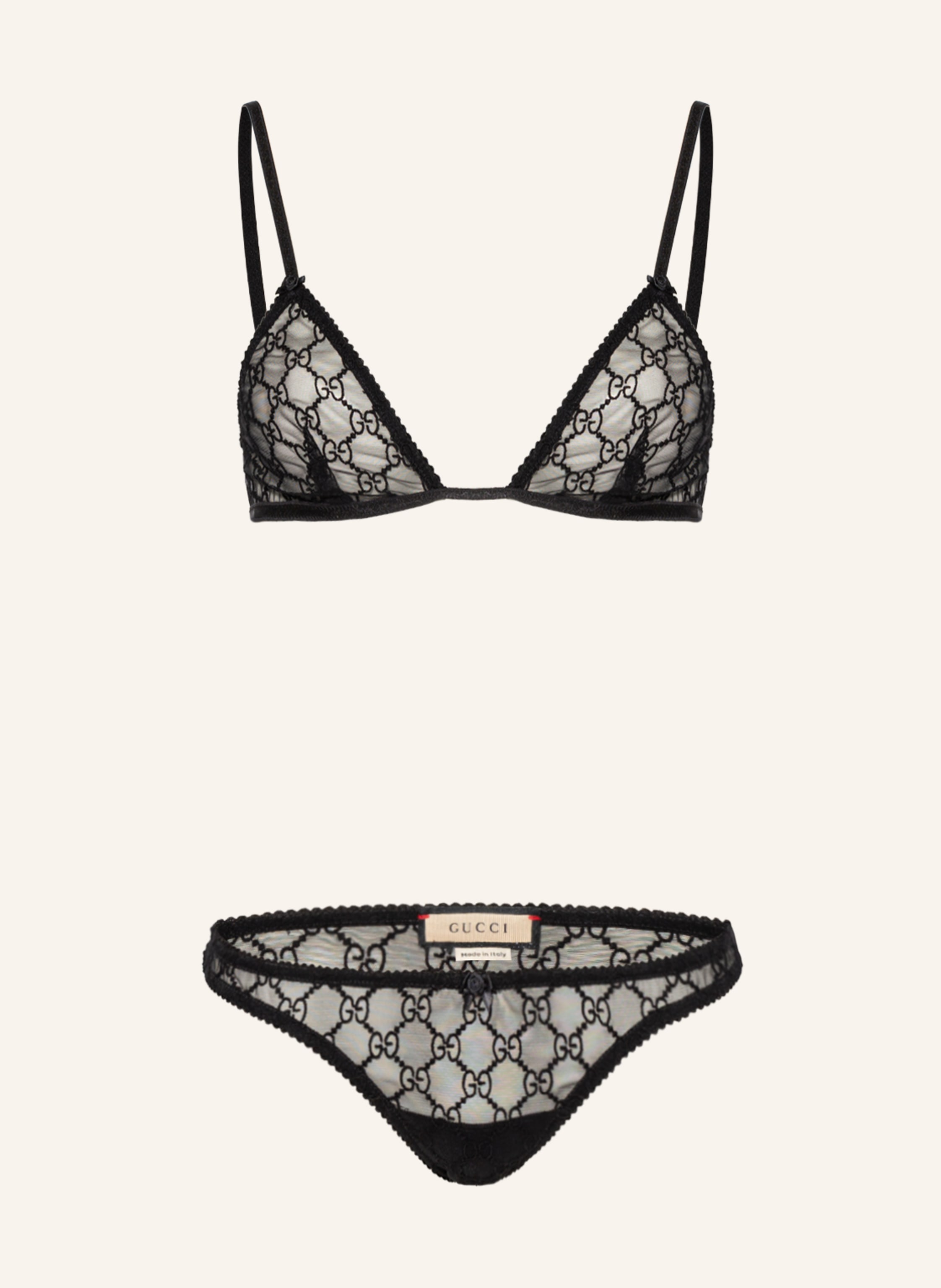 GUCCI Set: Triangle bra and briefs with gift box in black | Breuninger