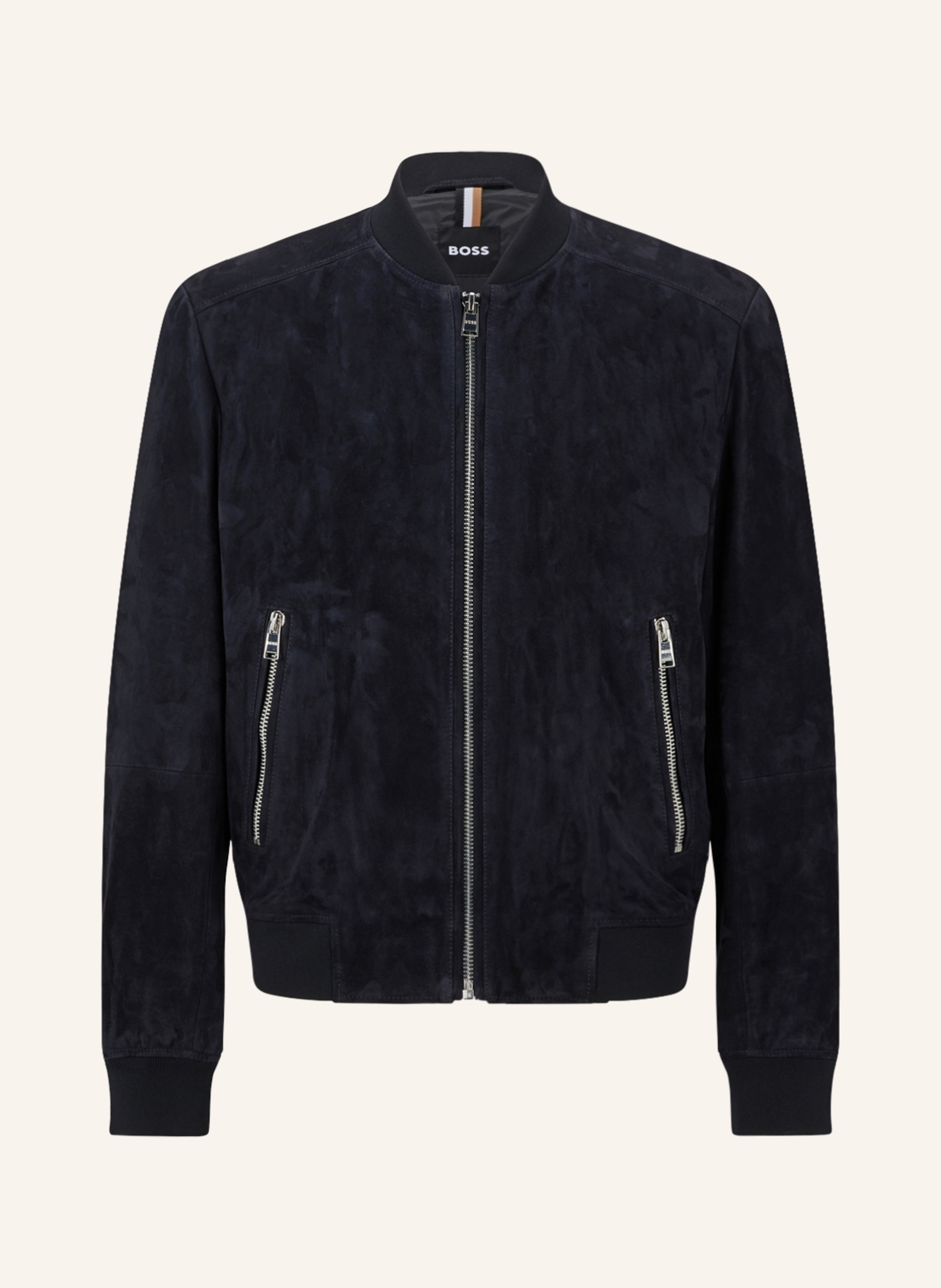 BOSS Leather bomber jacket MALBANO in dark blue | Breuninger