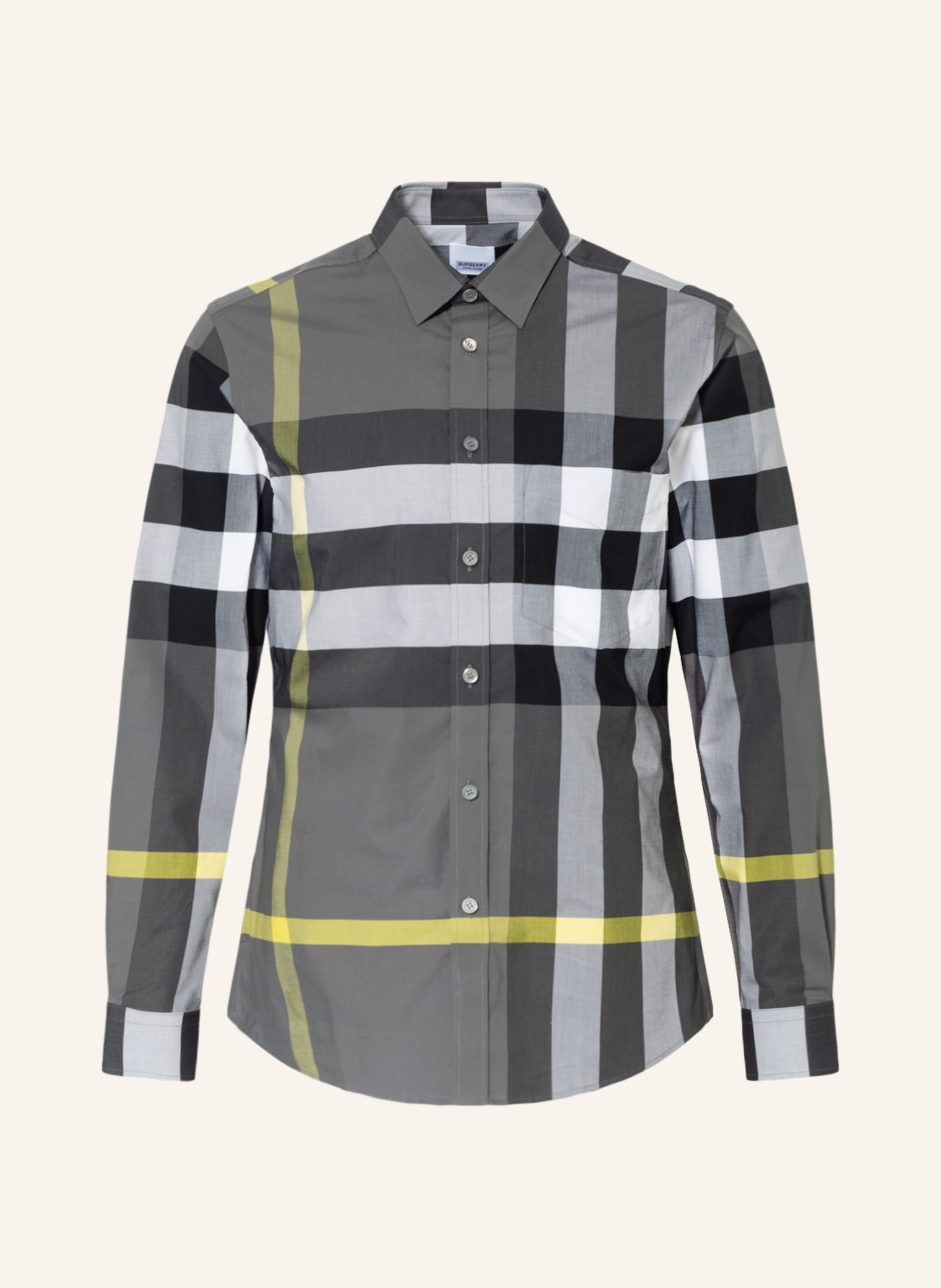verjaardag Concurrenten Verrijken BURBERRY Shirt SOMERTON extra slim fit in gray/ dark gray/ yellow |  Breuninger