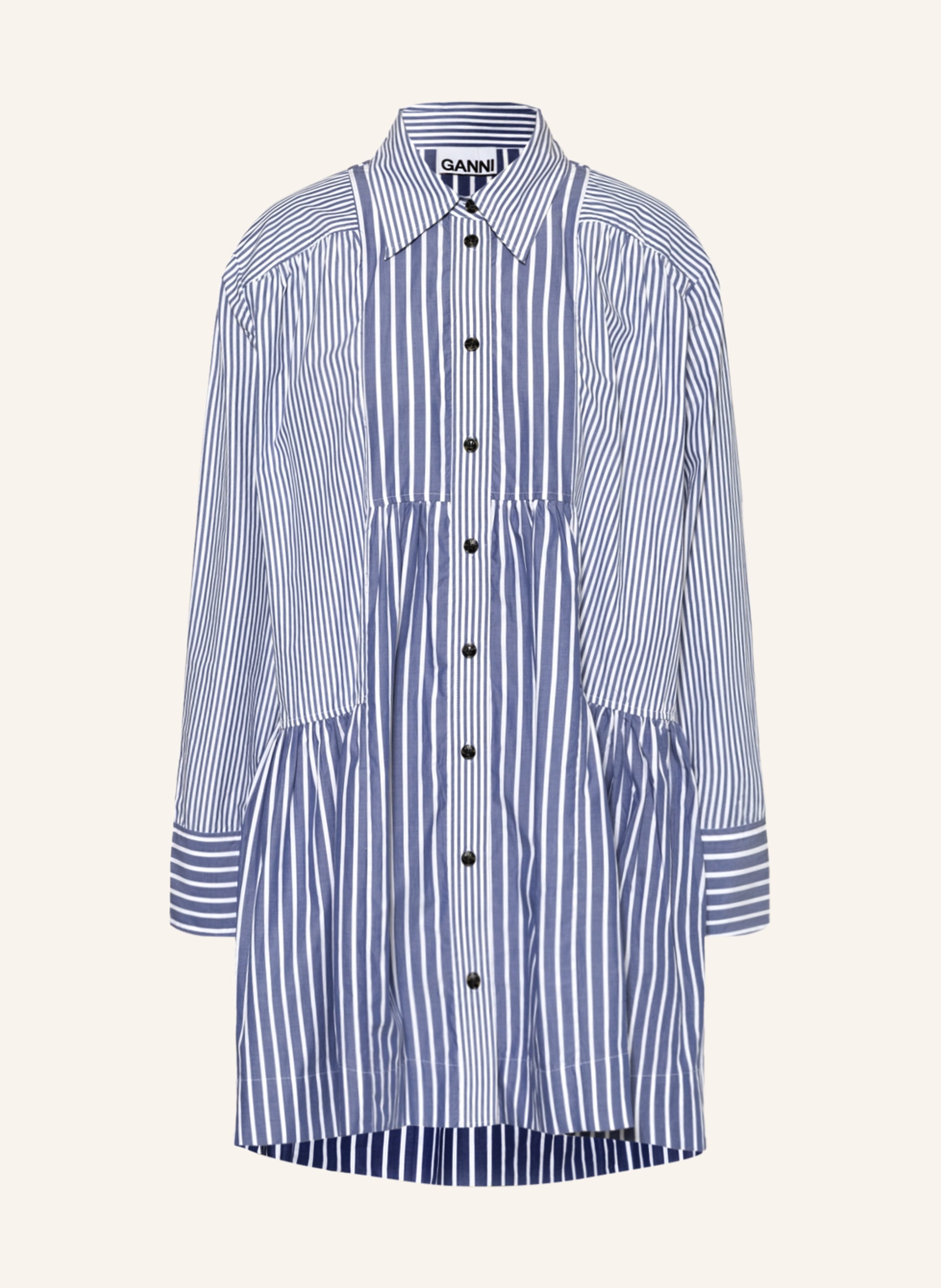GANNI Shirt dress in blue white