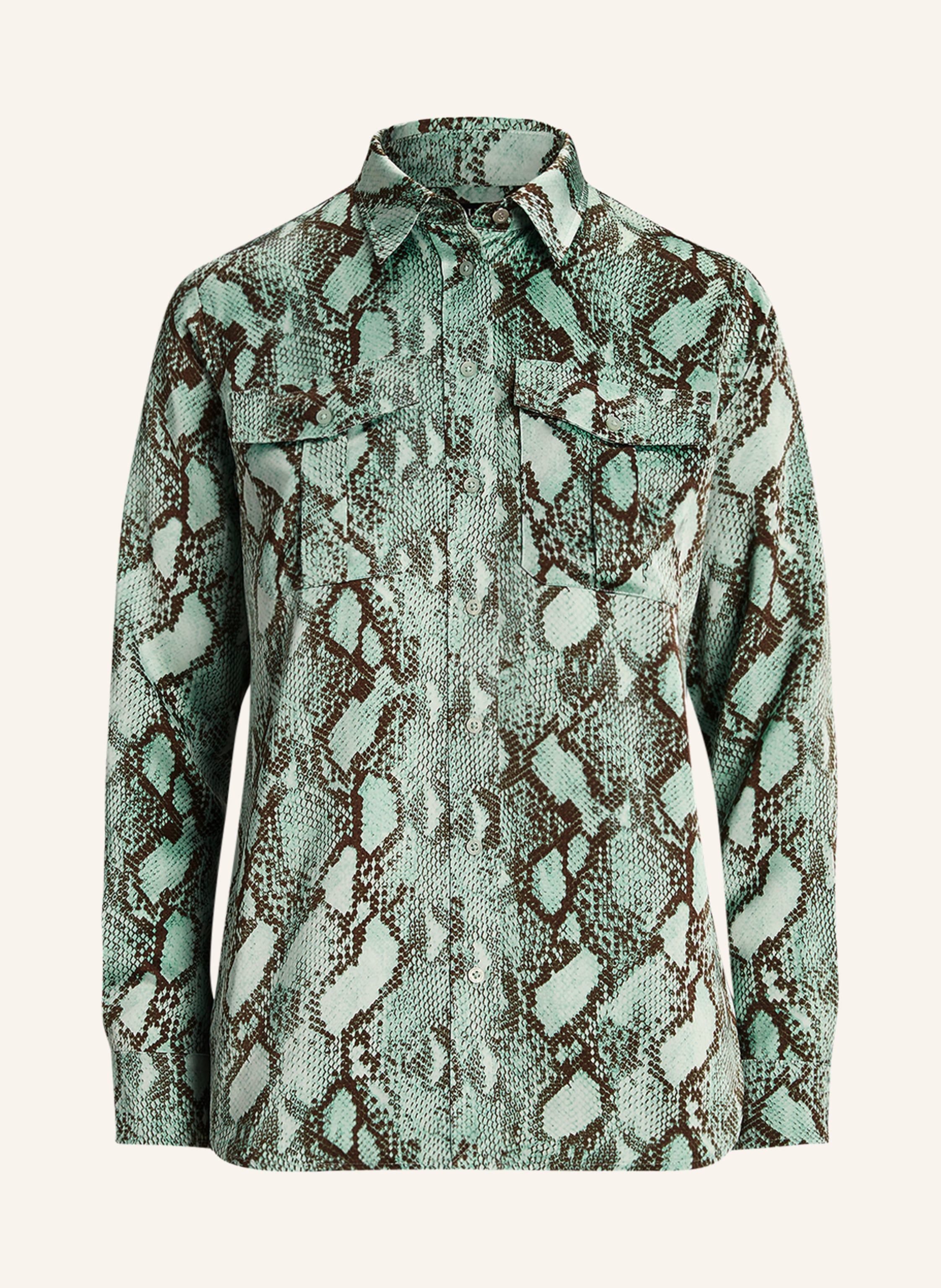 LAUREN RALPH LAUREN Satin shirt blouse in mint/ brown | Breuninger