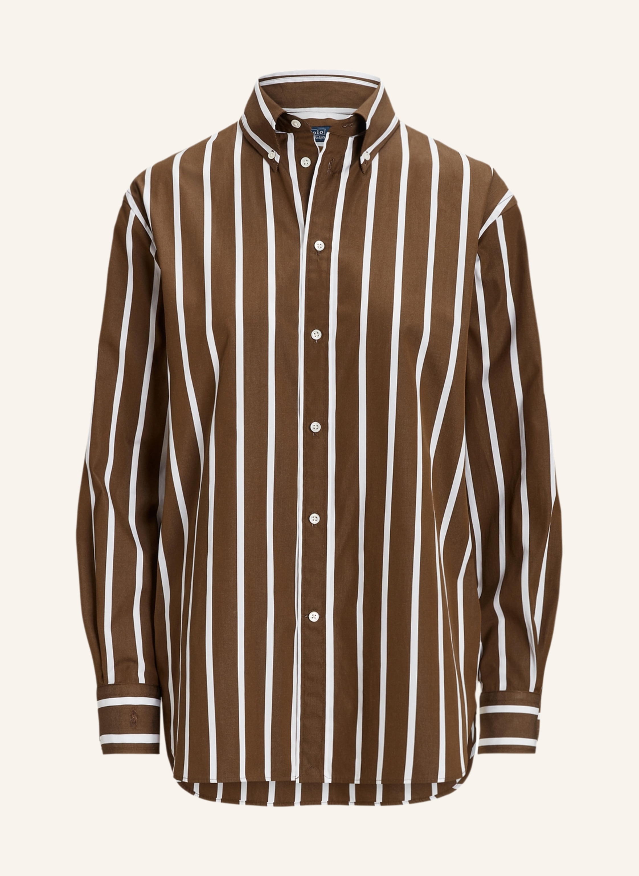 POLO RALPH LAUREN Shirt blouse in dark brown/ white | Breuninger