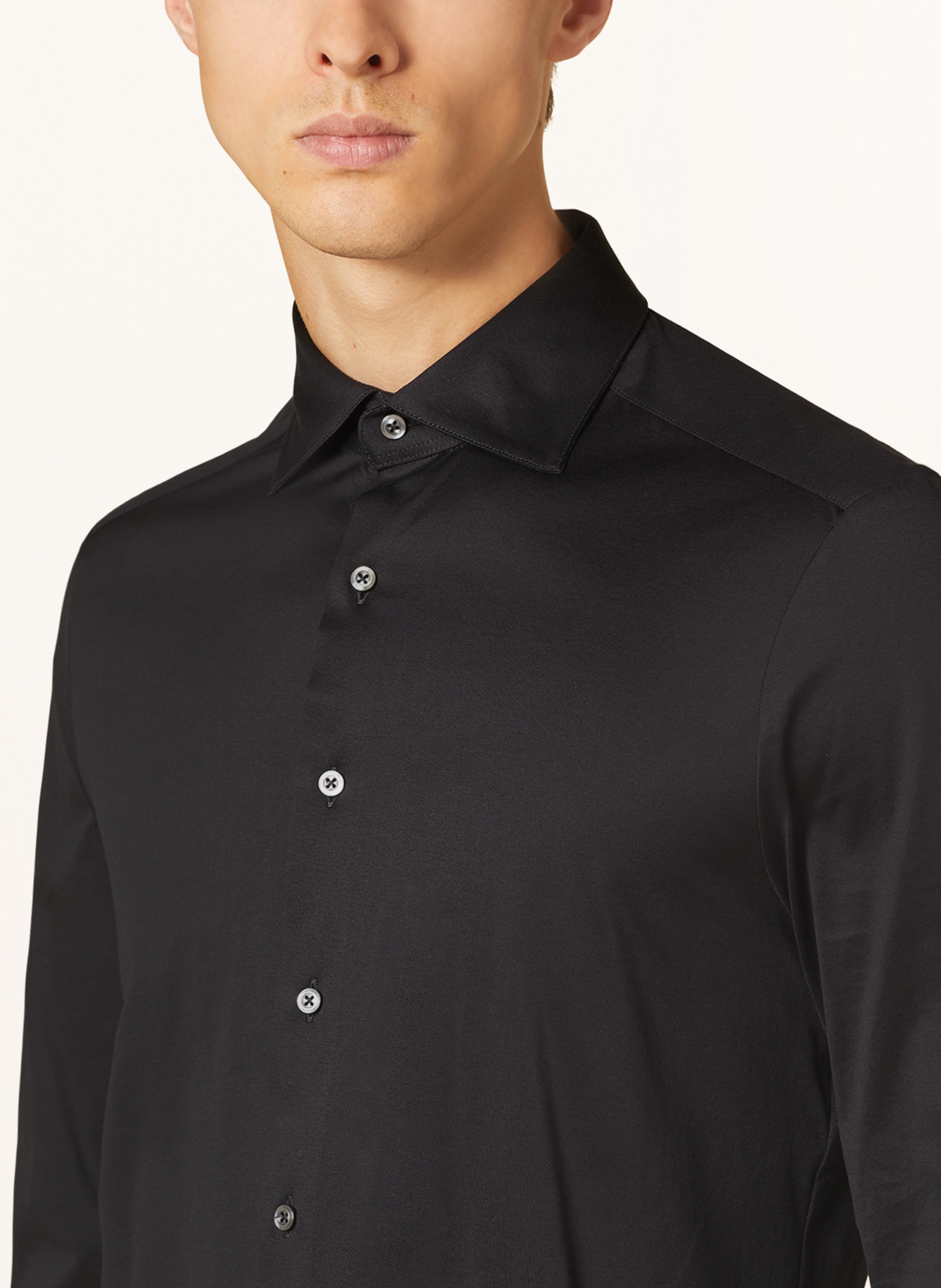 Thumbnail - Stenströms Jerseyhemd Slim Fit schwarz