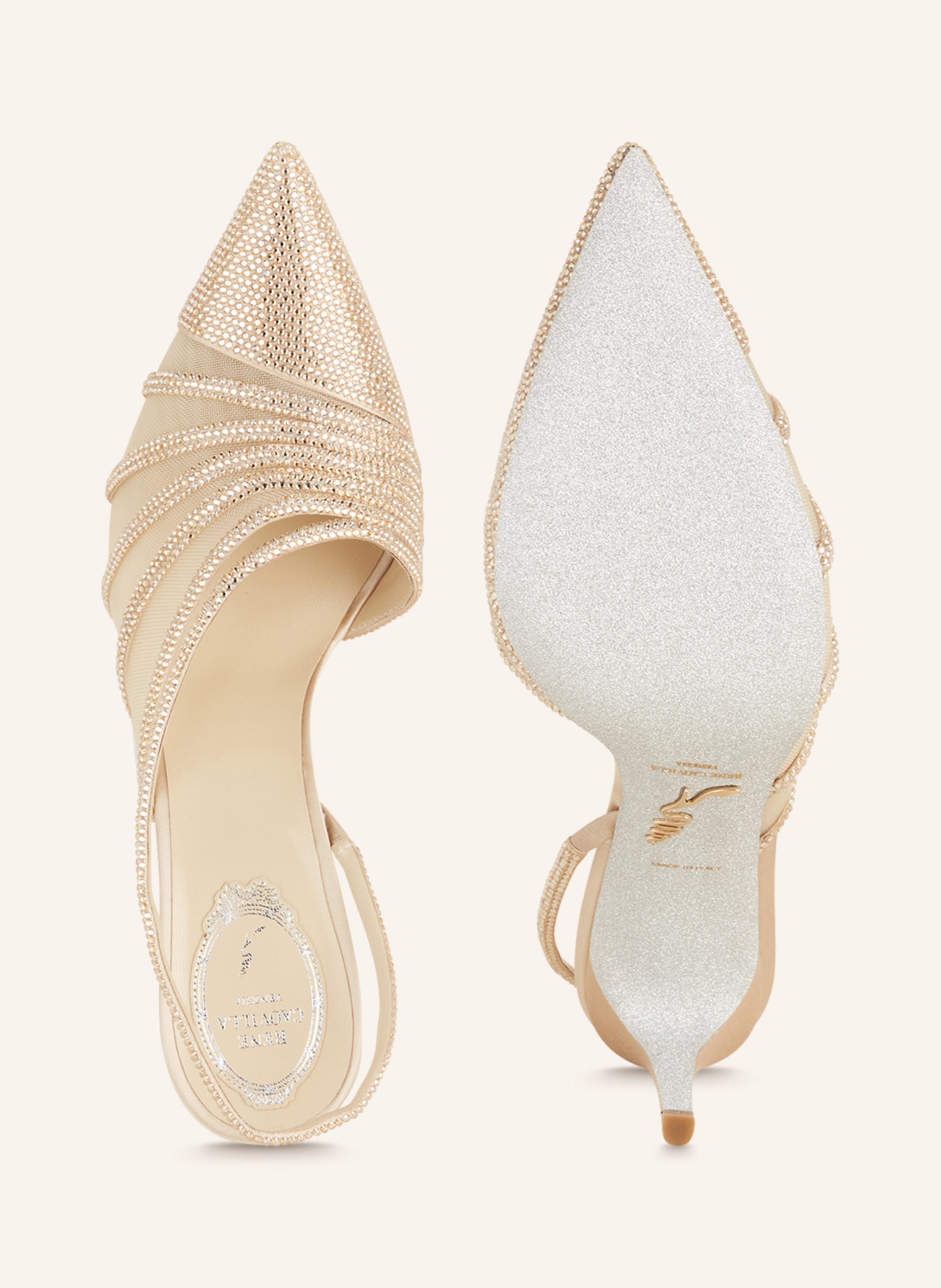 Thumbnail - Rene Caovilla Slingpumps Mit Schmucksteinen beige