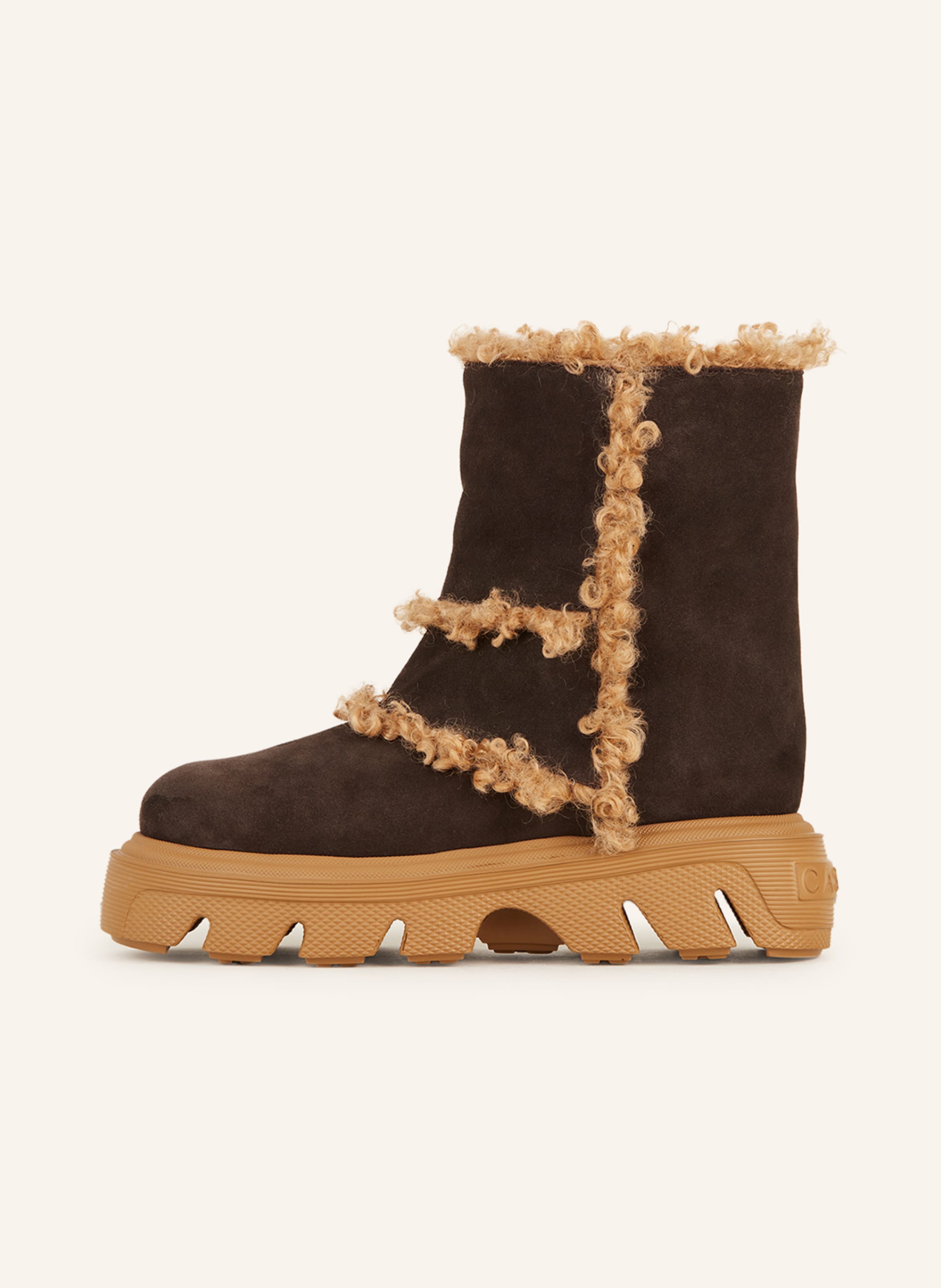 Thumbnail - Casadei Plateau-Boots Marika Mit Teddyfell braun