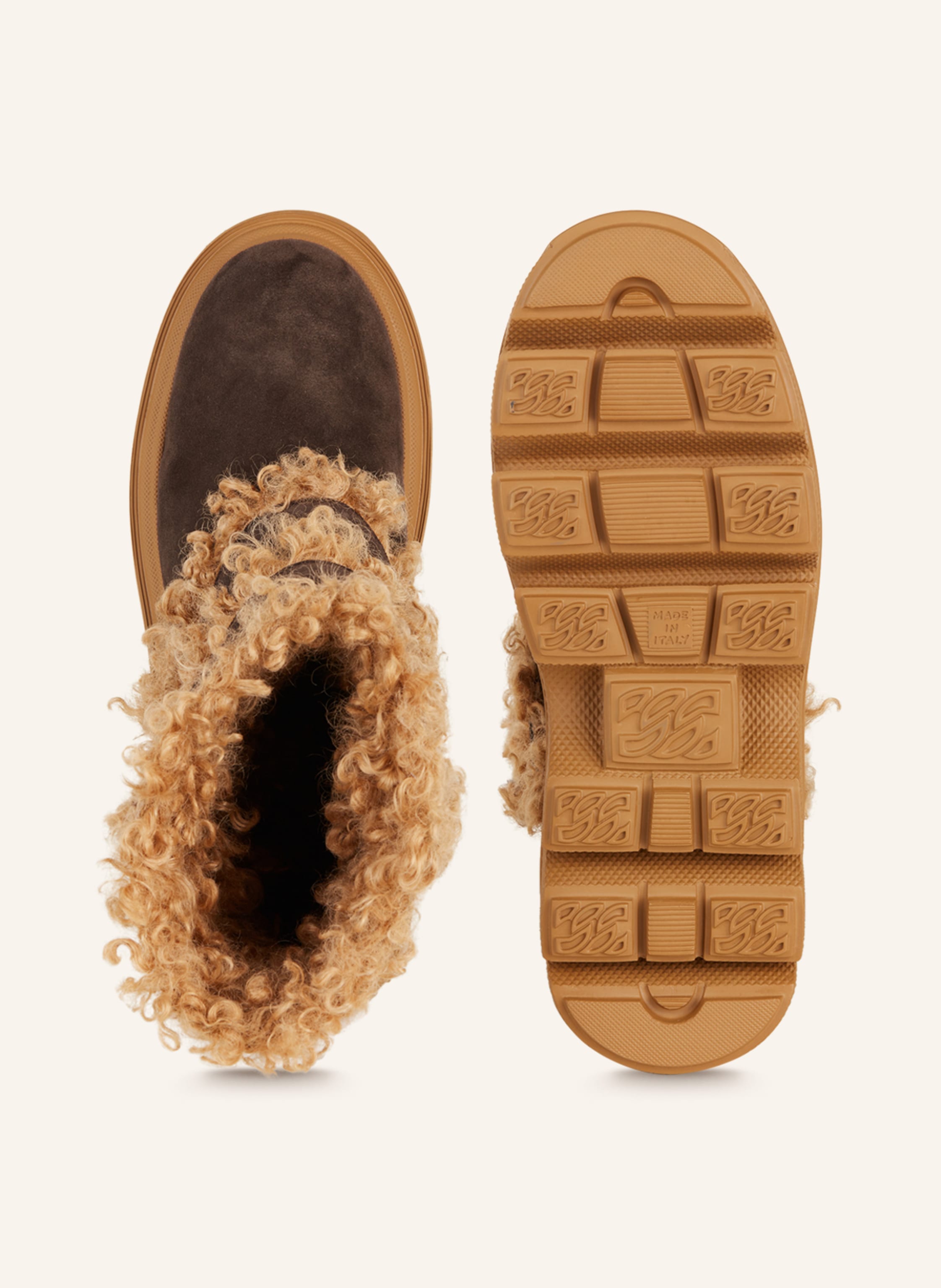 Thumbnail - Casadei Plateau-Boots Marika Mit Teddyfell braun