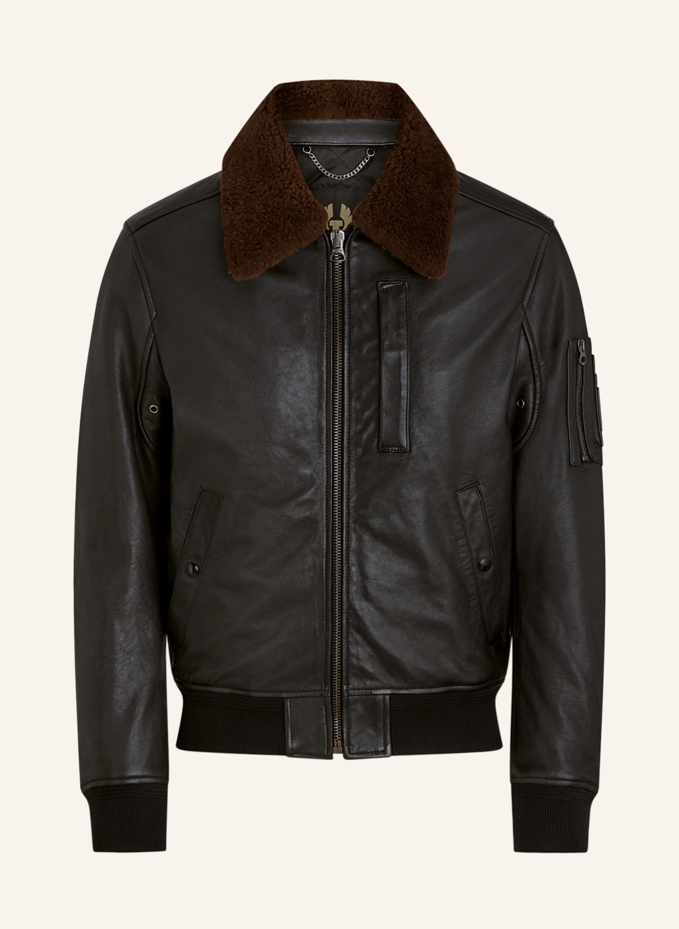 BELSTAFF Leather bomber jacket ALSTONE with lambskin in black