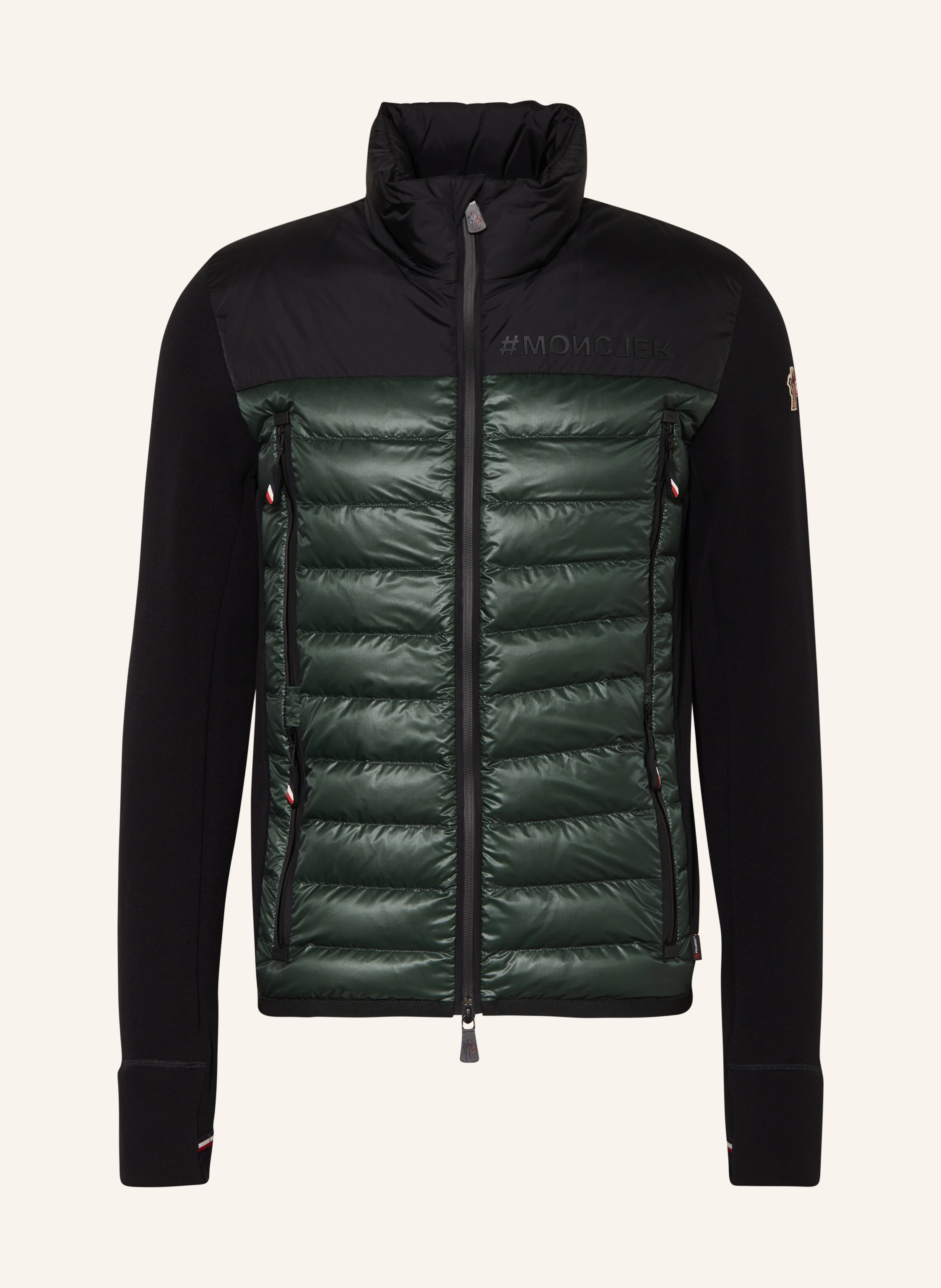 MONCLER GRENOBLE Hybrid-Sweatjacke in schwarz/ dunkelgrün