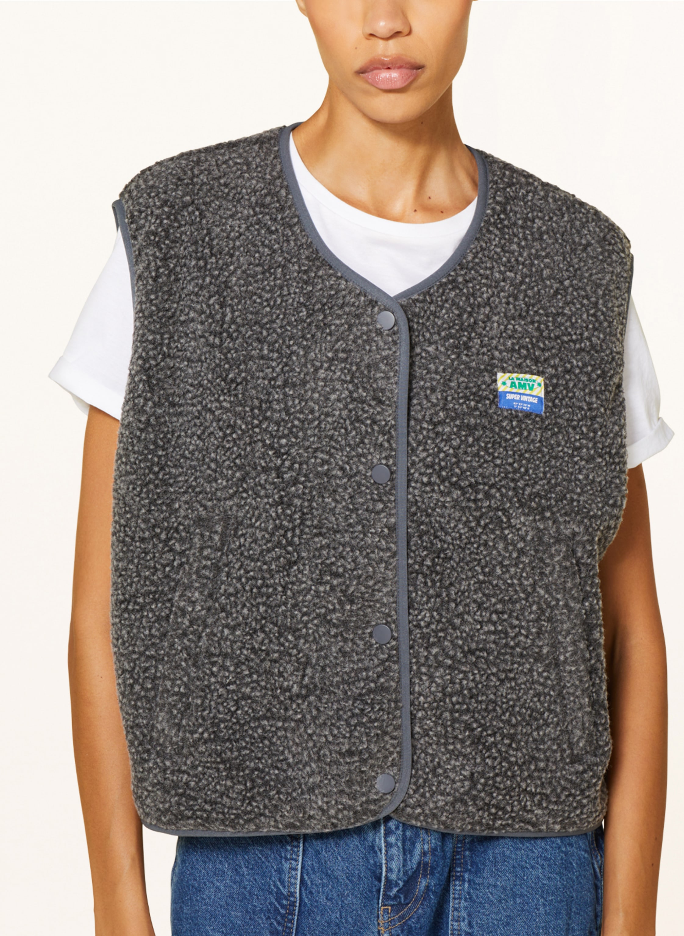 Thumbnail - American Vintage Teddyfell-Weste grau