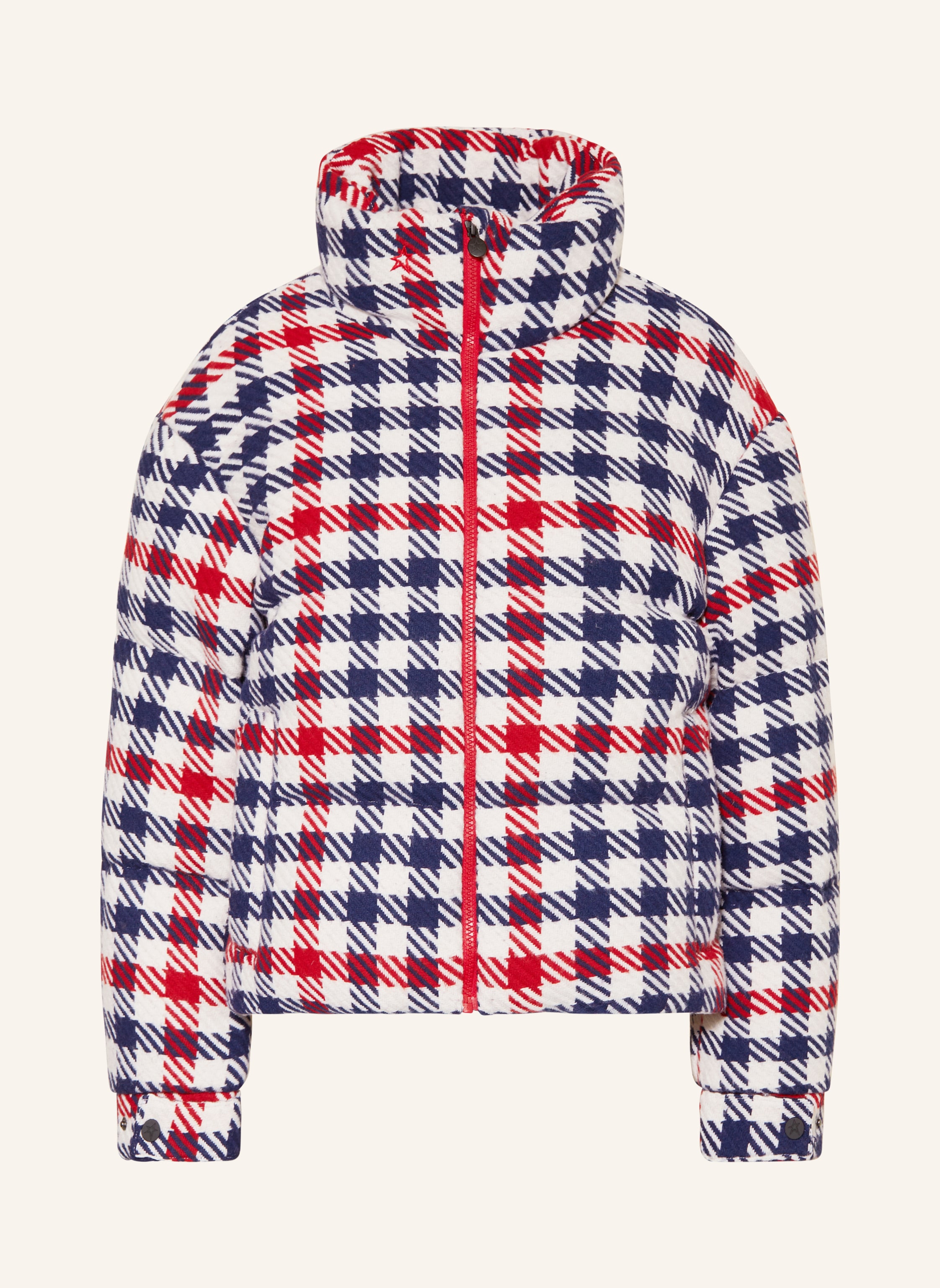 PERFECT MOMENT Down ski jacket STAR GINGHAM in white dark blue red