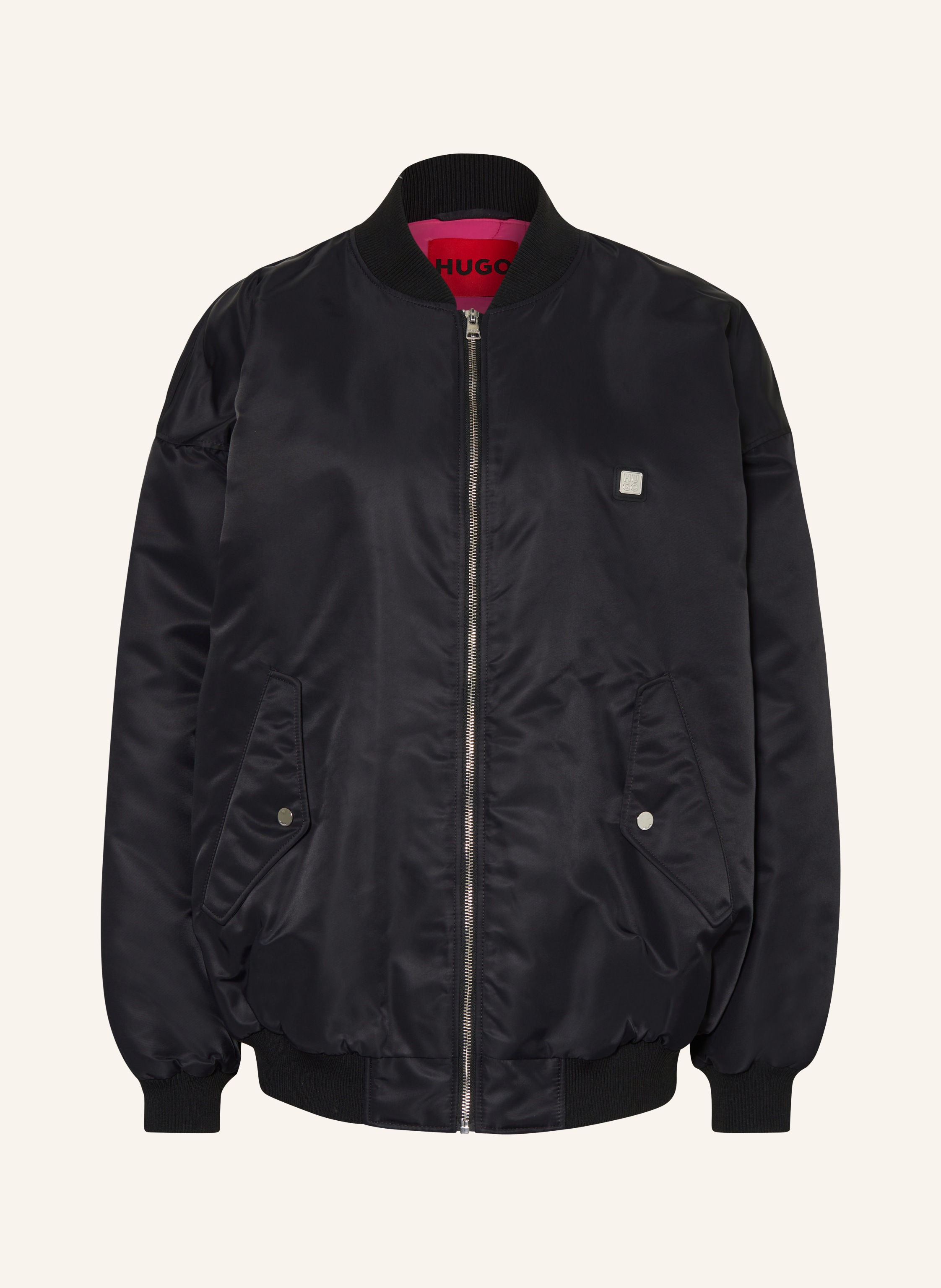 HUGO Oversized bomber jacket FLESIANE in black
