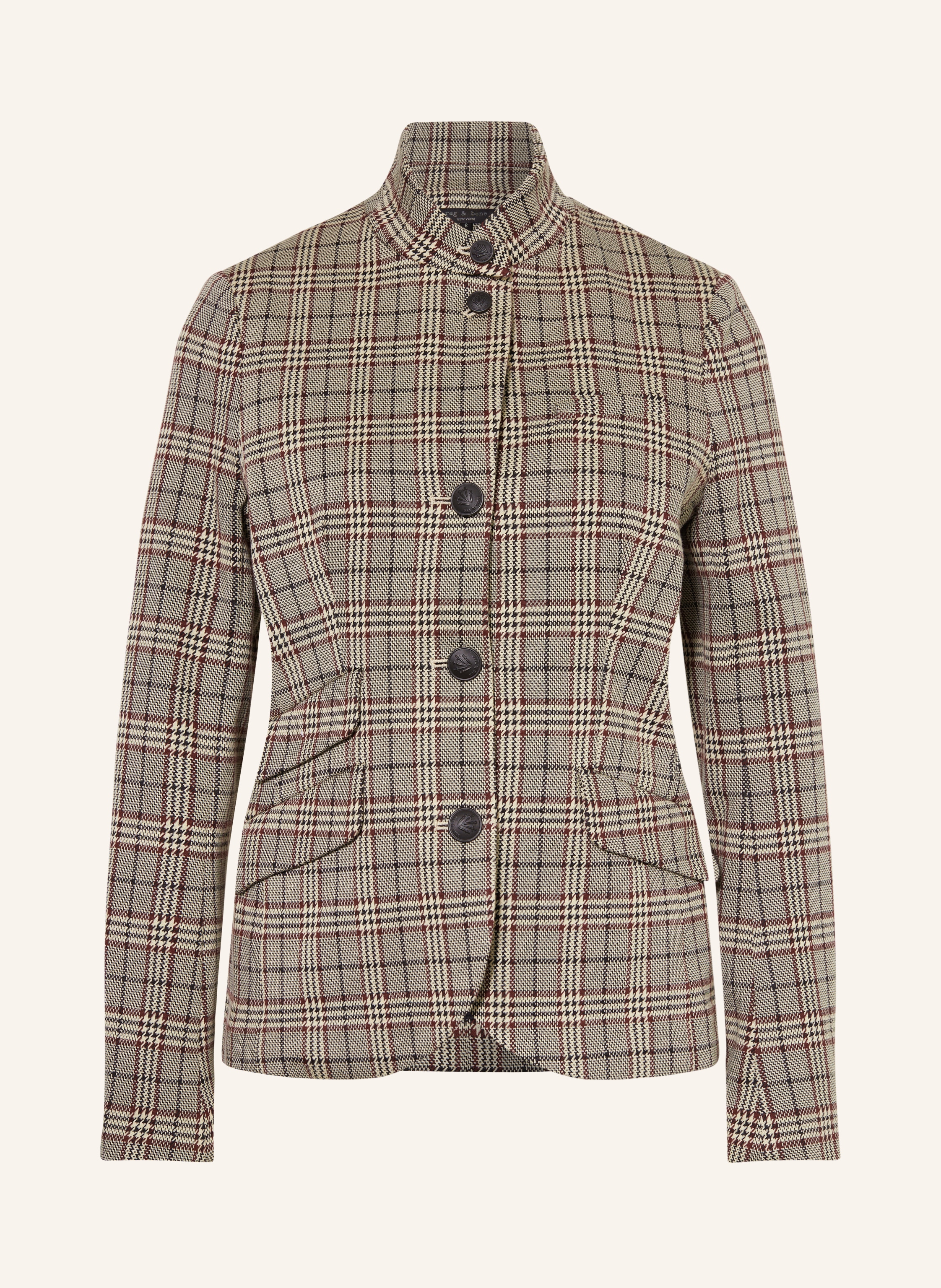 rag bone Jersey blazer in cream dark red black