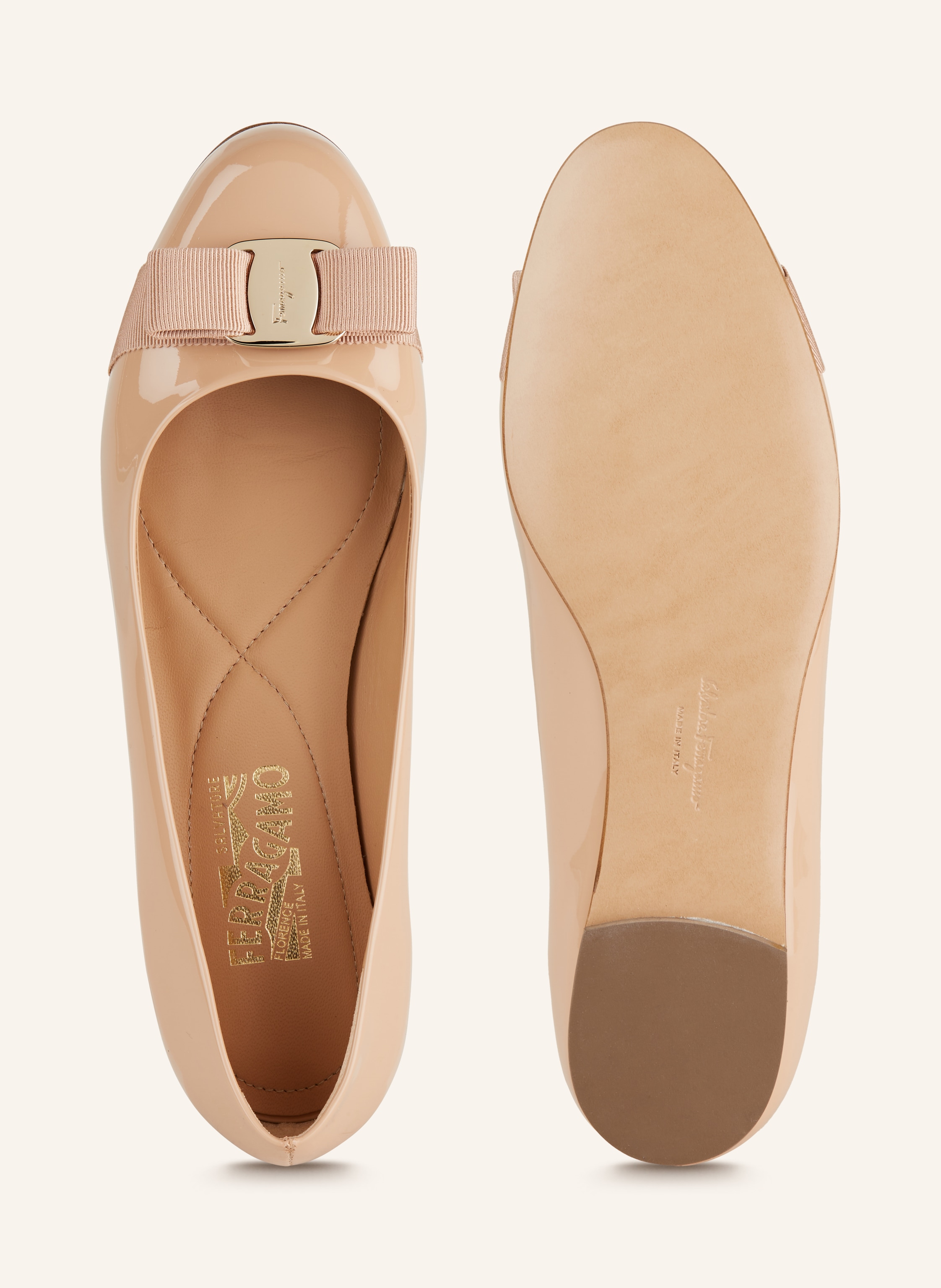 Thumbnail - Ferragamo Ballerinas Varina beige