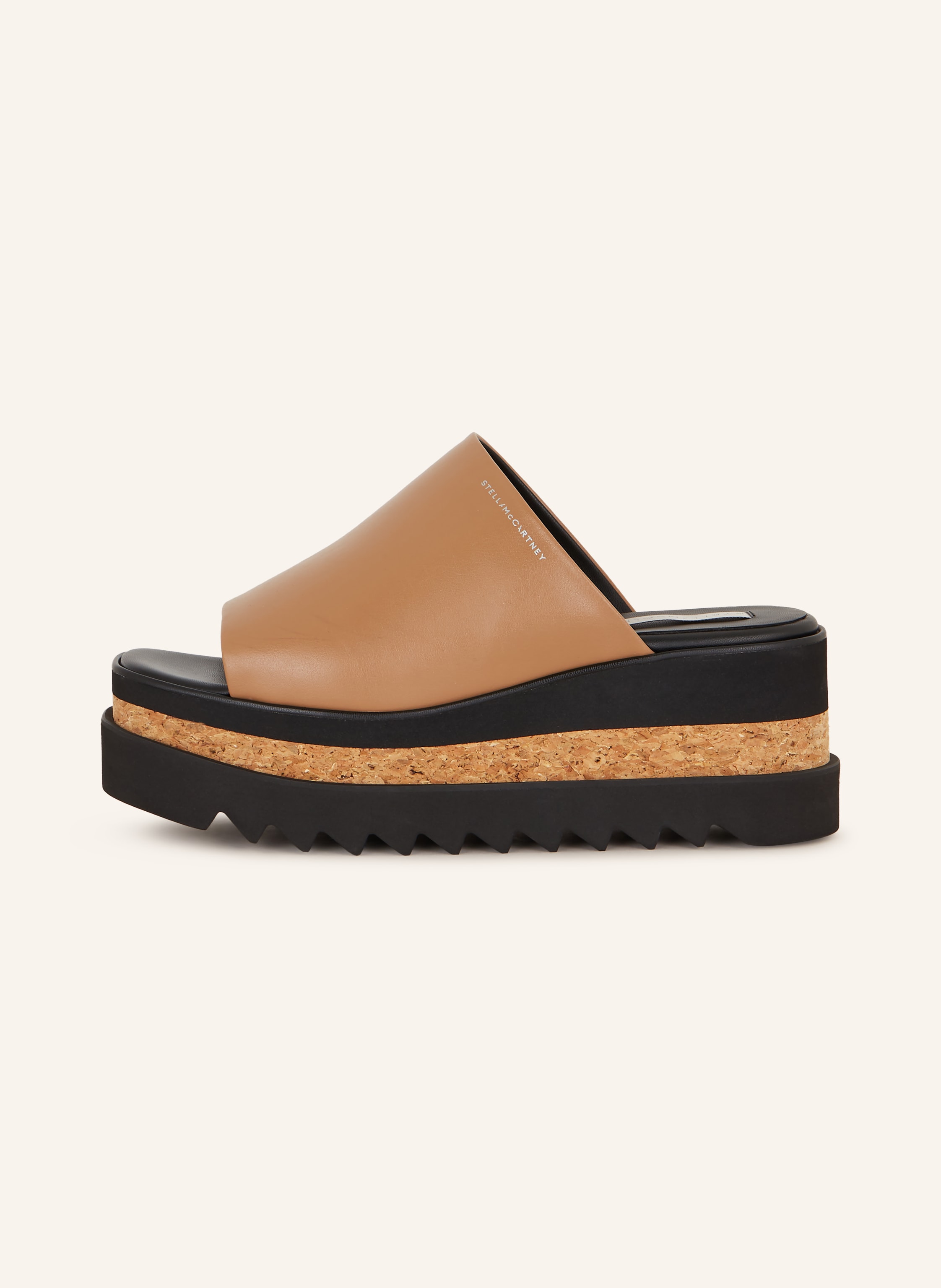 Thumbnail - Stella Mccartney Plateau-Pantoletten Sneakelyse beige