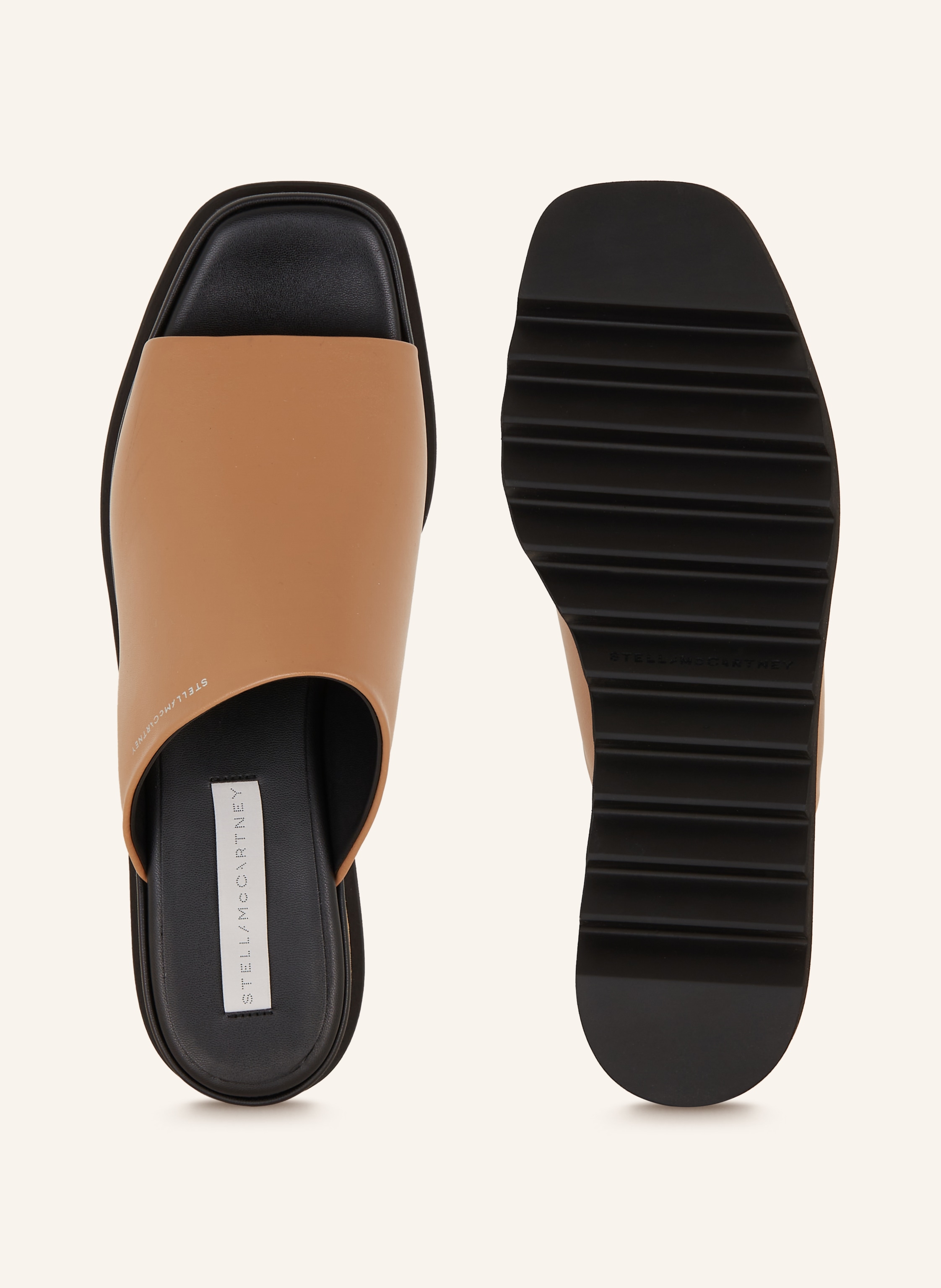 Thumbnail - Stella Mccartney Plateau-Pantoletten Sneakelyse beige