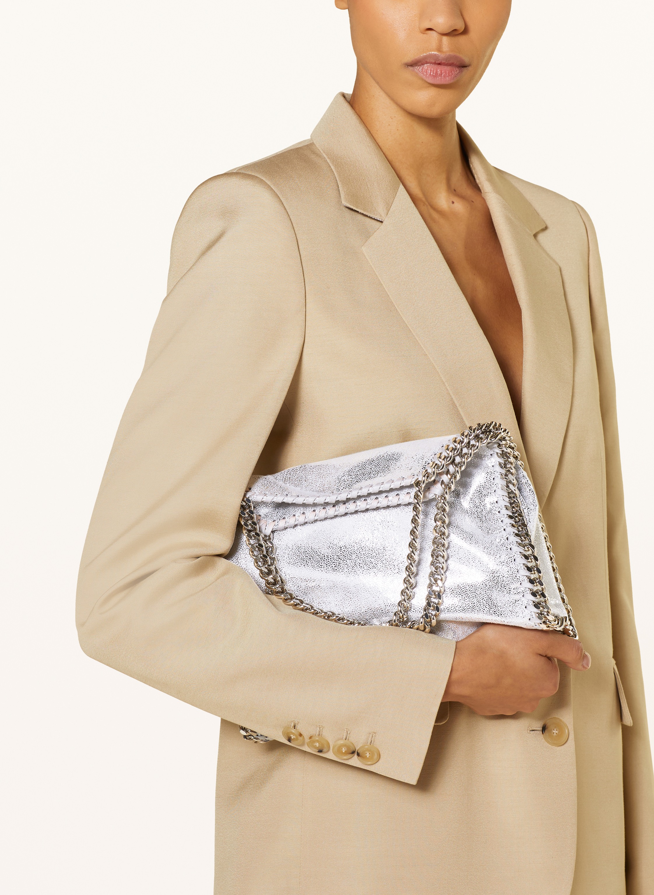Thumbnail - Stella Mccartney Umhängetasche Falabella silber