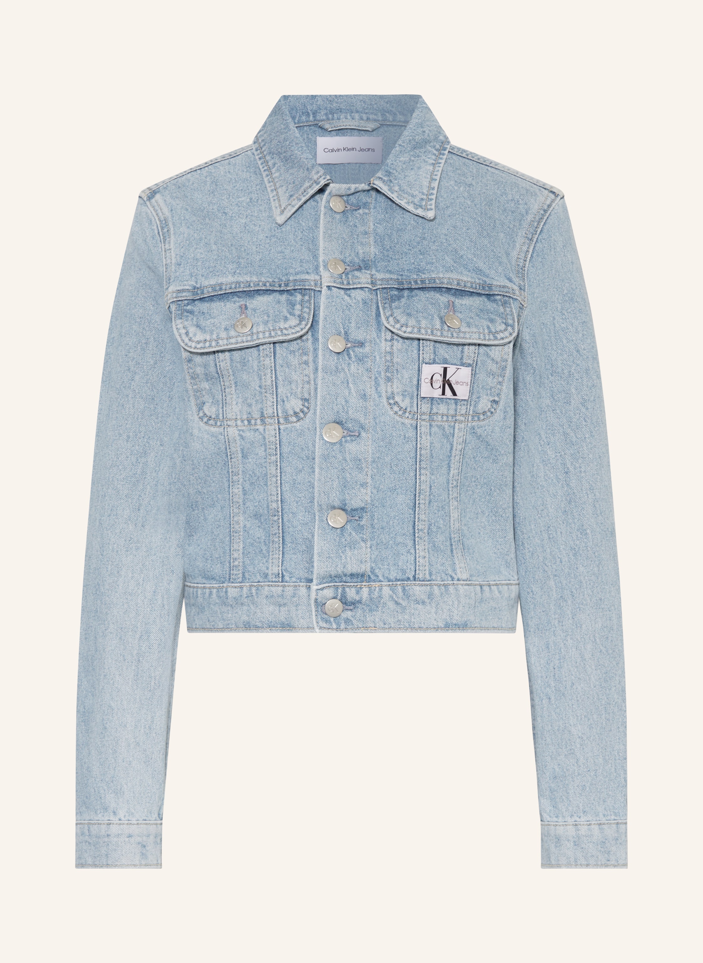 Ladies cropped denim jacket best sale