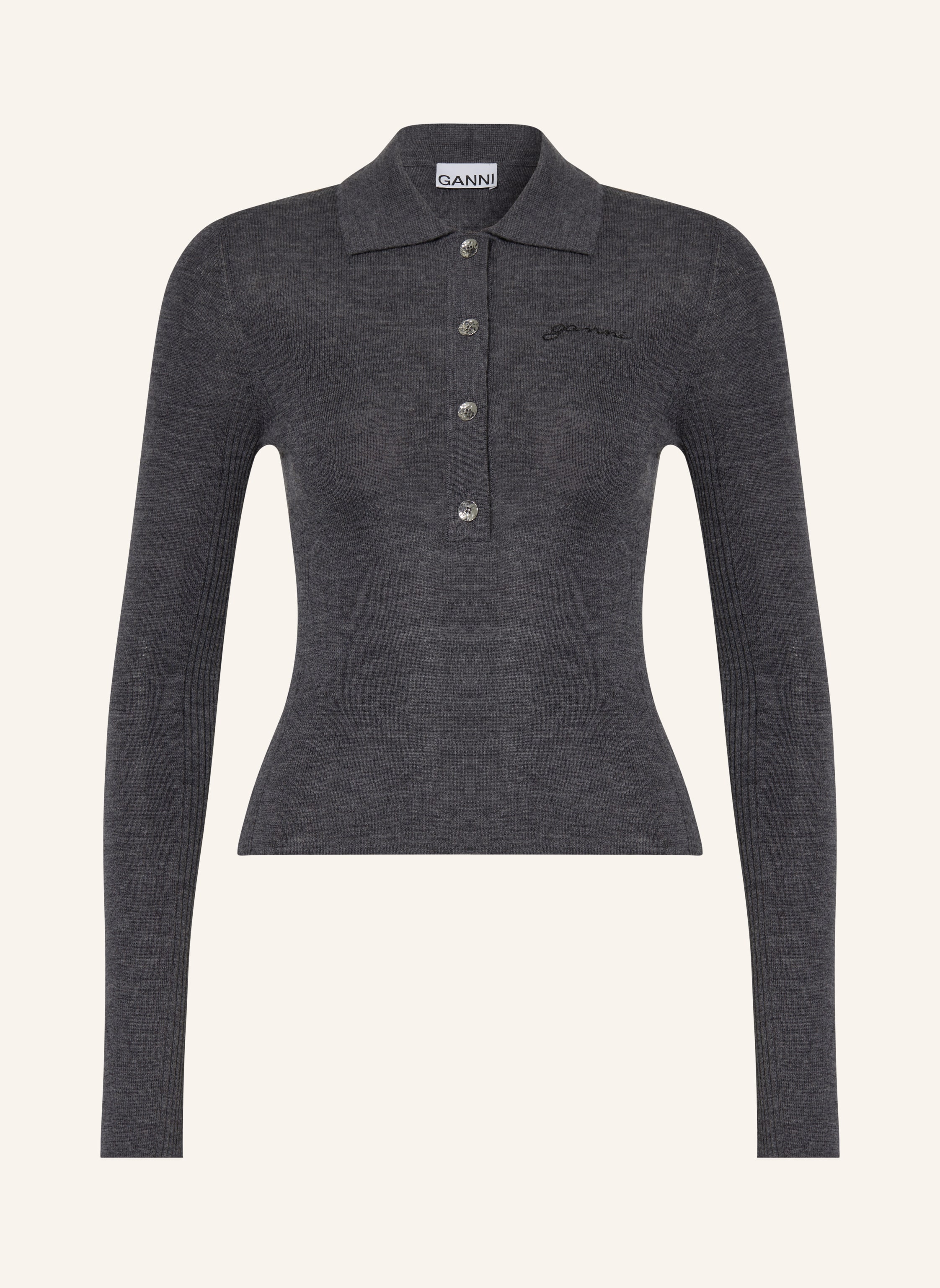 Grey Dark Knitted Polo Shirt