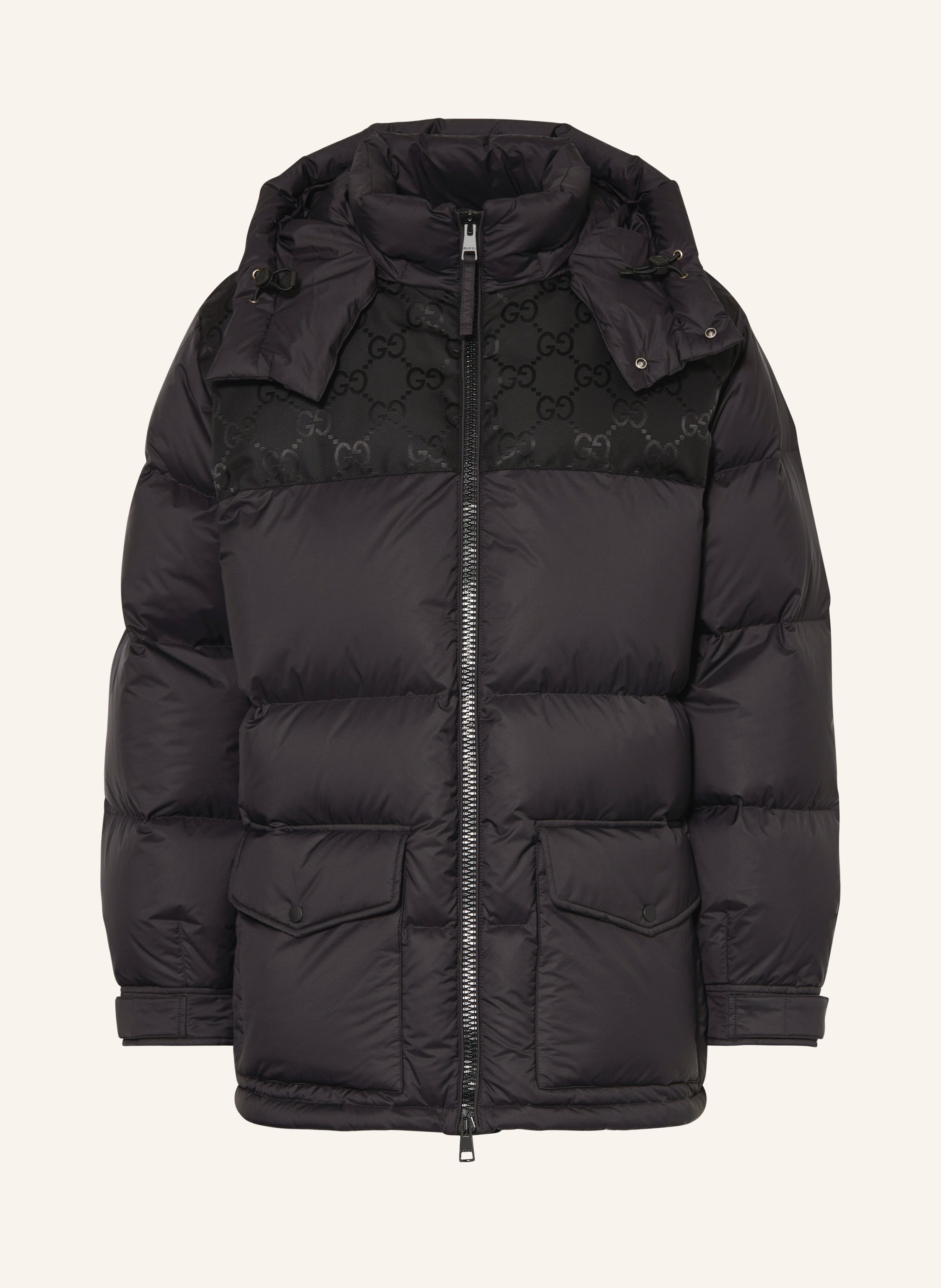 GUCCI Down jacket with removable hood in black