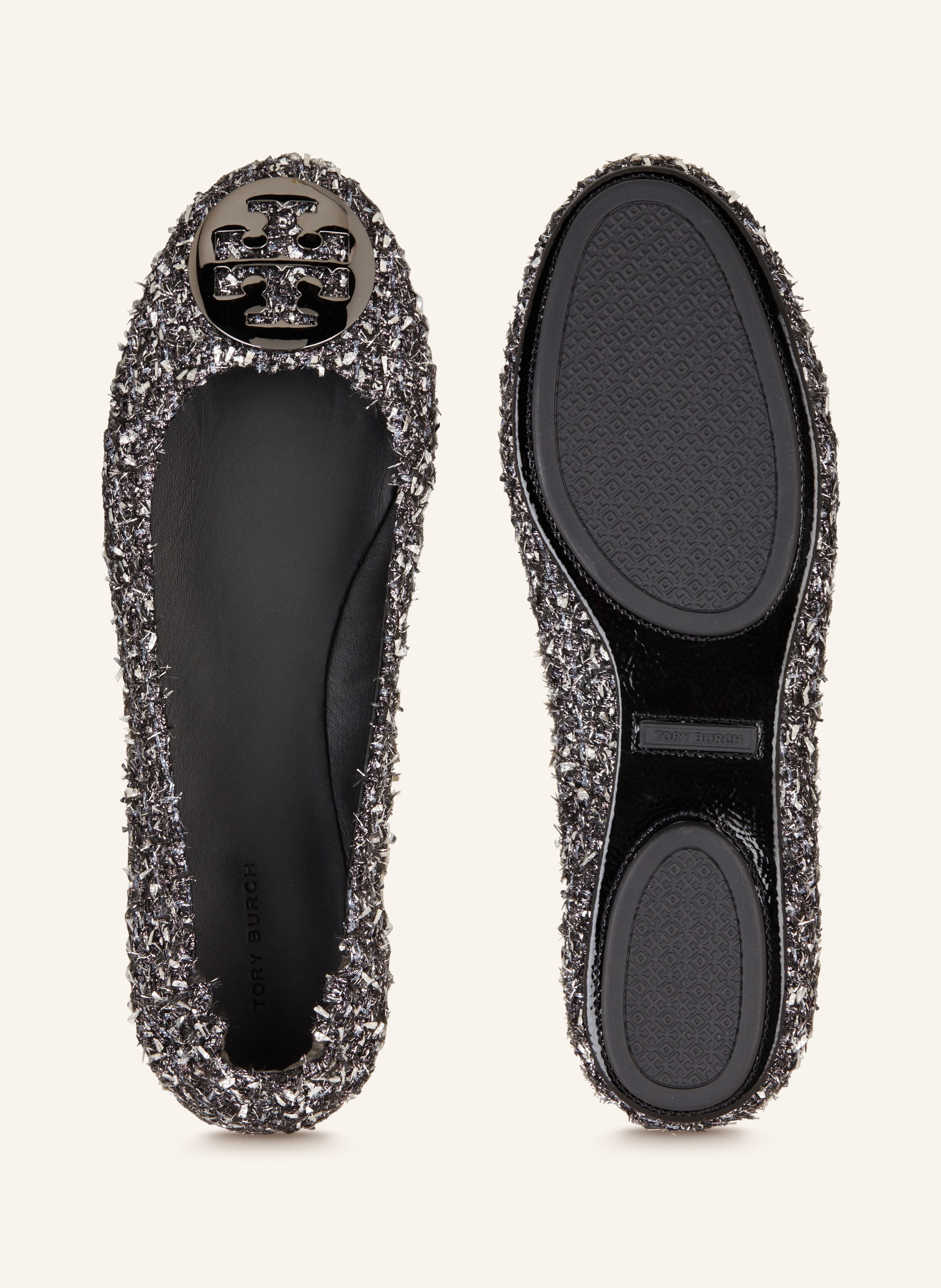 Thumbnail - Tory Burch Ballerinas Minnie Mit Glitzergarn silber
